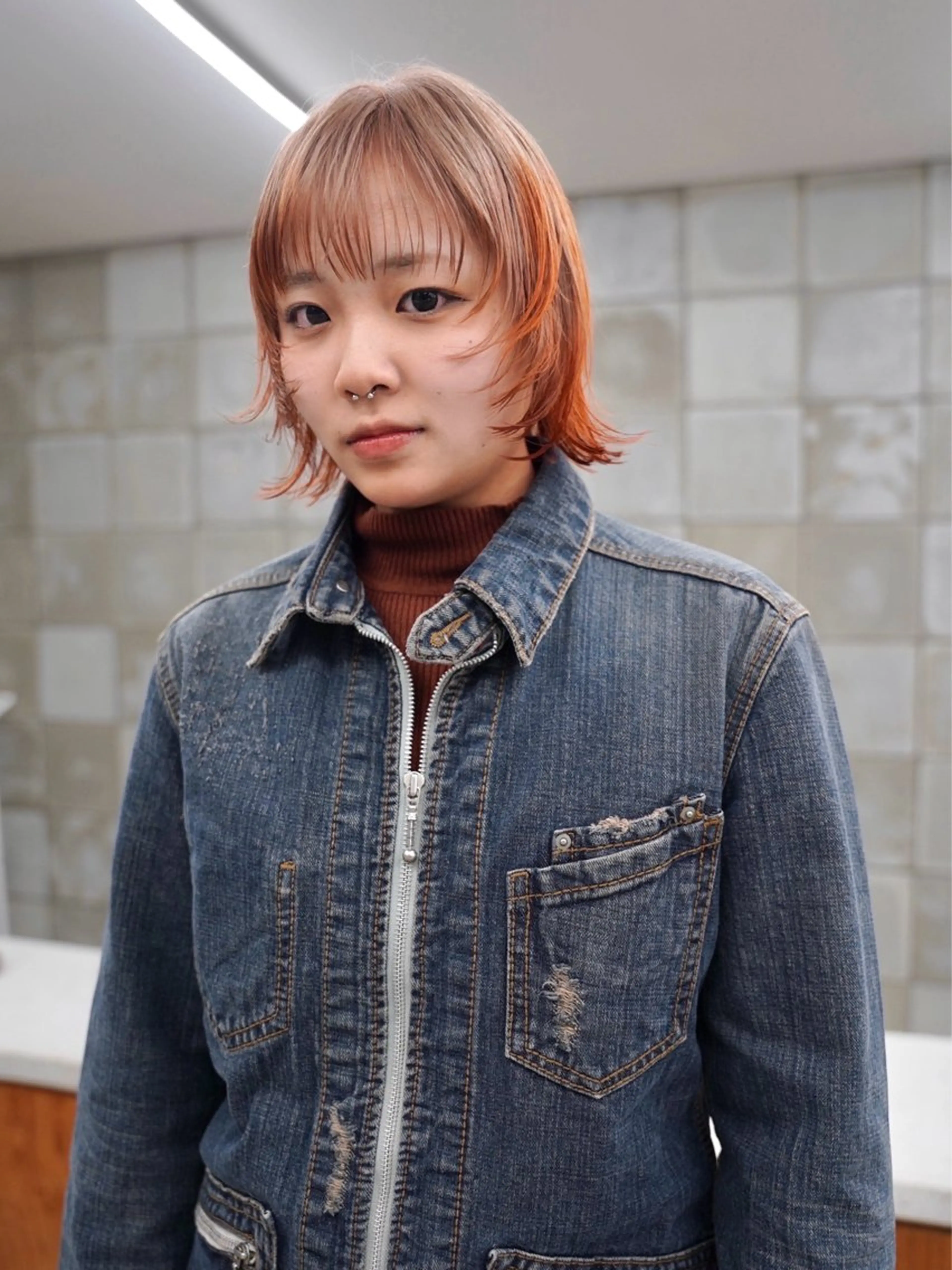 ショート カラー オレンジ カット ヘアカラー トリートメント Kaito🐶/ デザイン/レイヤーのヘアスタイル