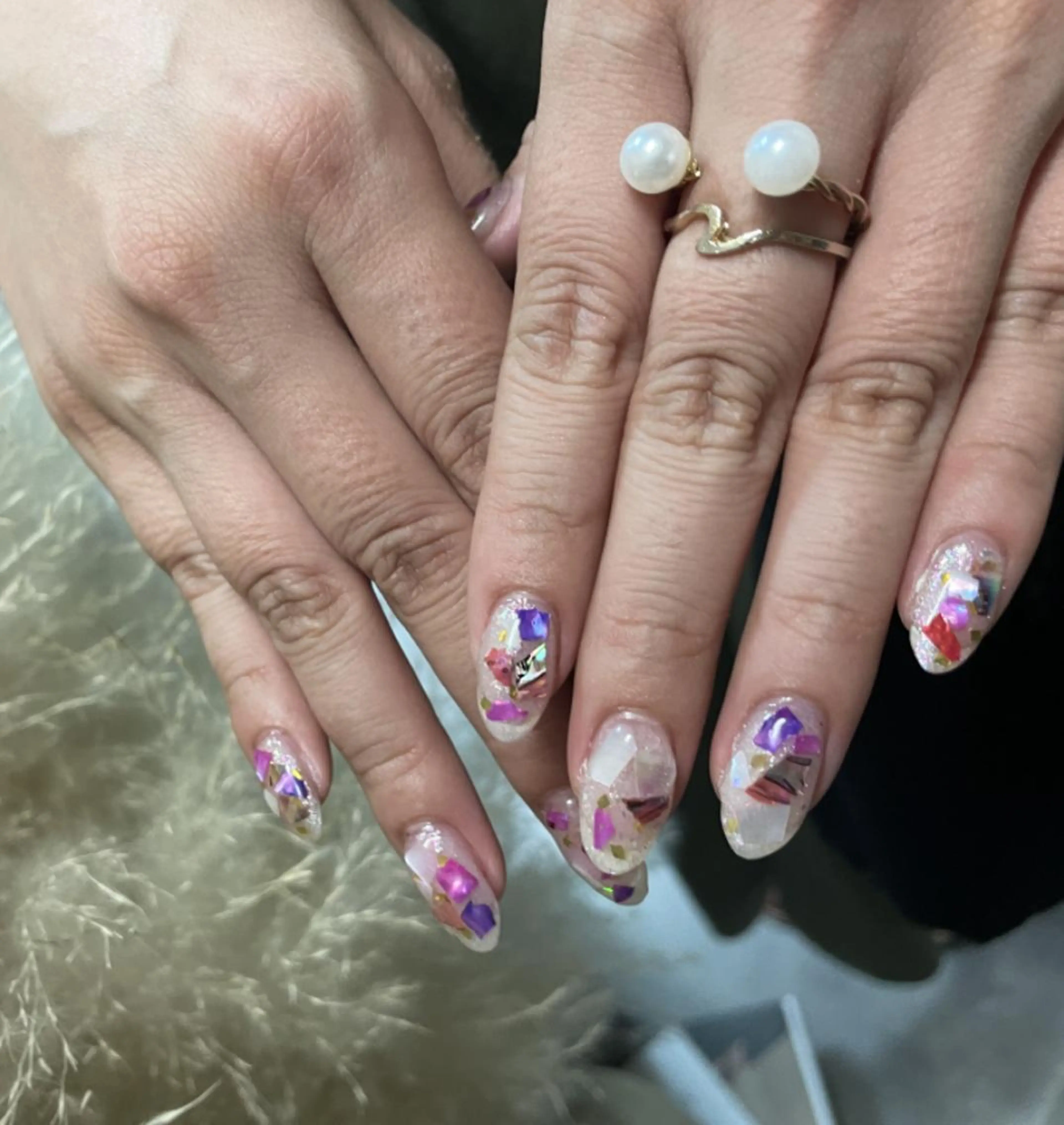ネイル アートネイル クリアネイル フレンチネイル ジェルネイル ガラスフレンチ nailstudio eviz新宿店のネイルデザイン