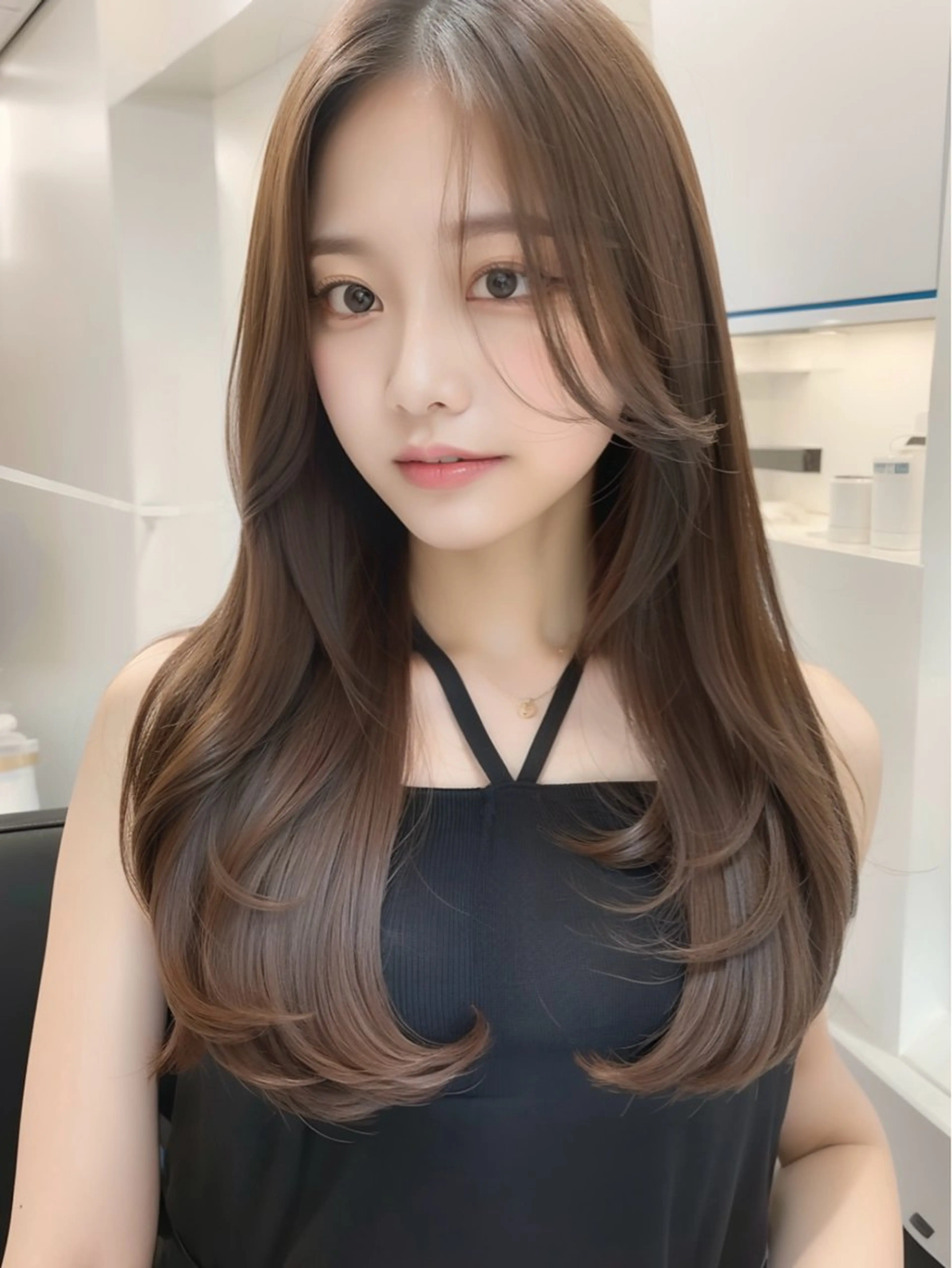 セミロング カラー ヘアアレンジ レイヤーカット 日本一の小顔カット/ ボブ/顔周り/韓国のヘアスタイル