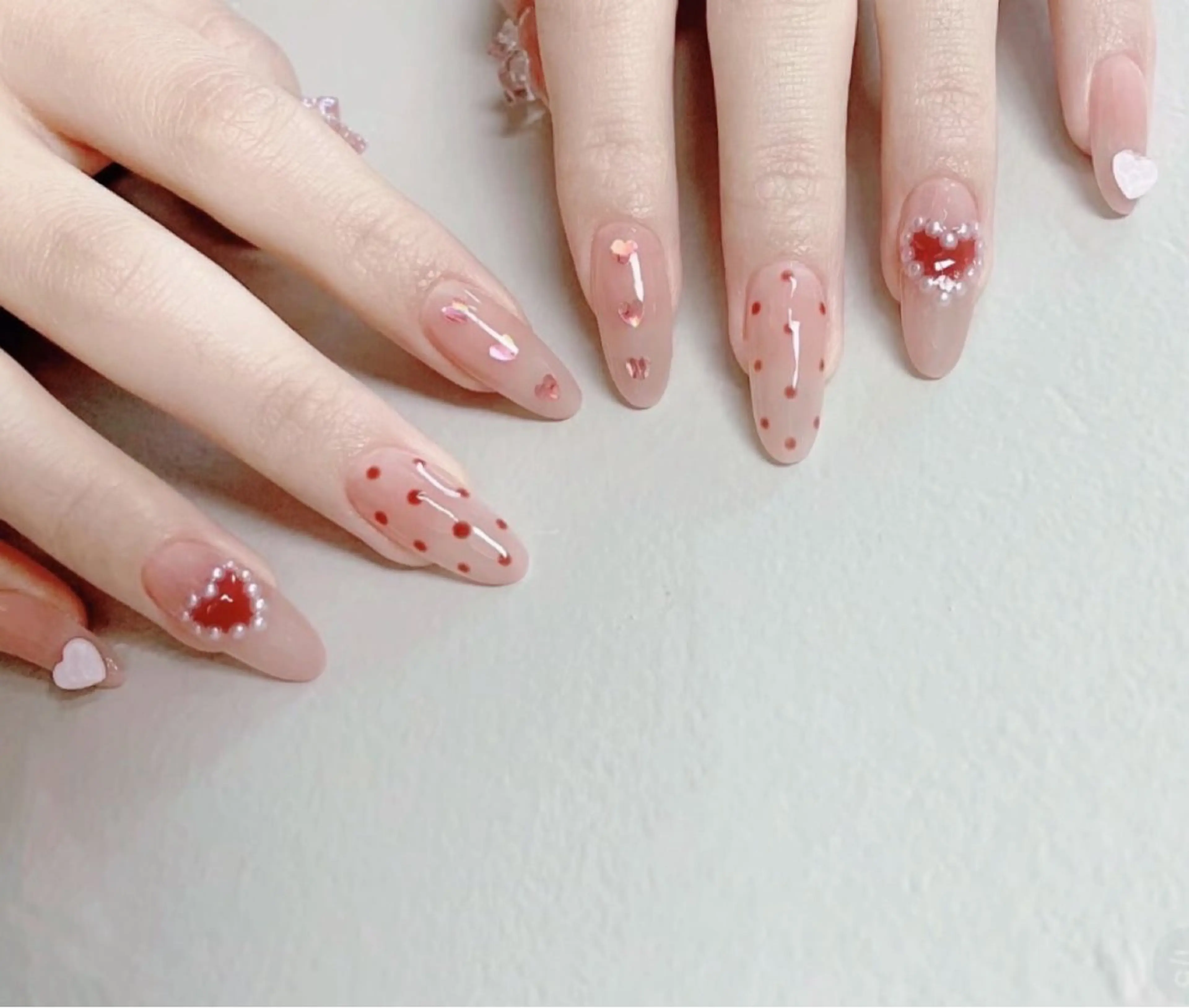 ネイル フレンチネイル ハート オフィスネイル ピンク スカルプネイル ハンドネイル ハンドケア 大門浜松町 ネイルのネイルデザイン