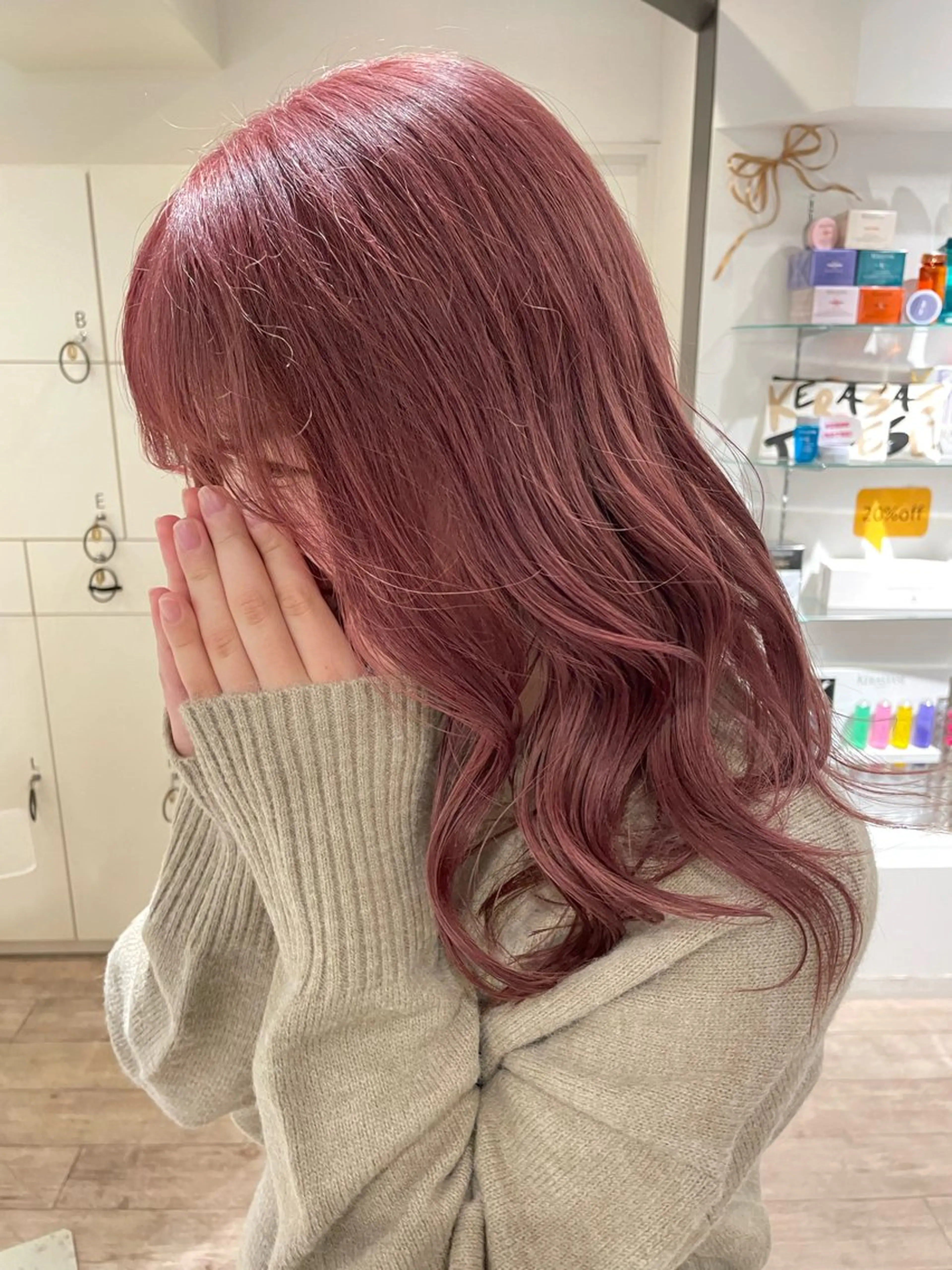 セミロング カラー 暖色カラー/ピンク カラー/saraのヘアスタイル