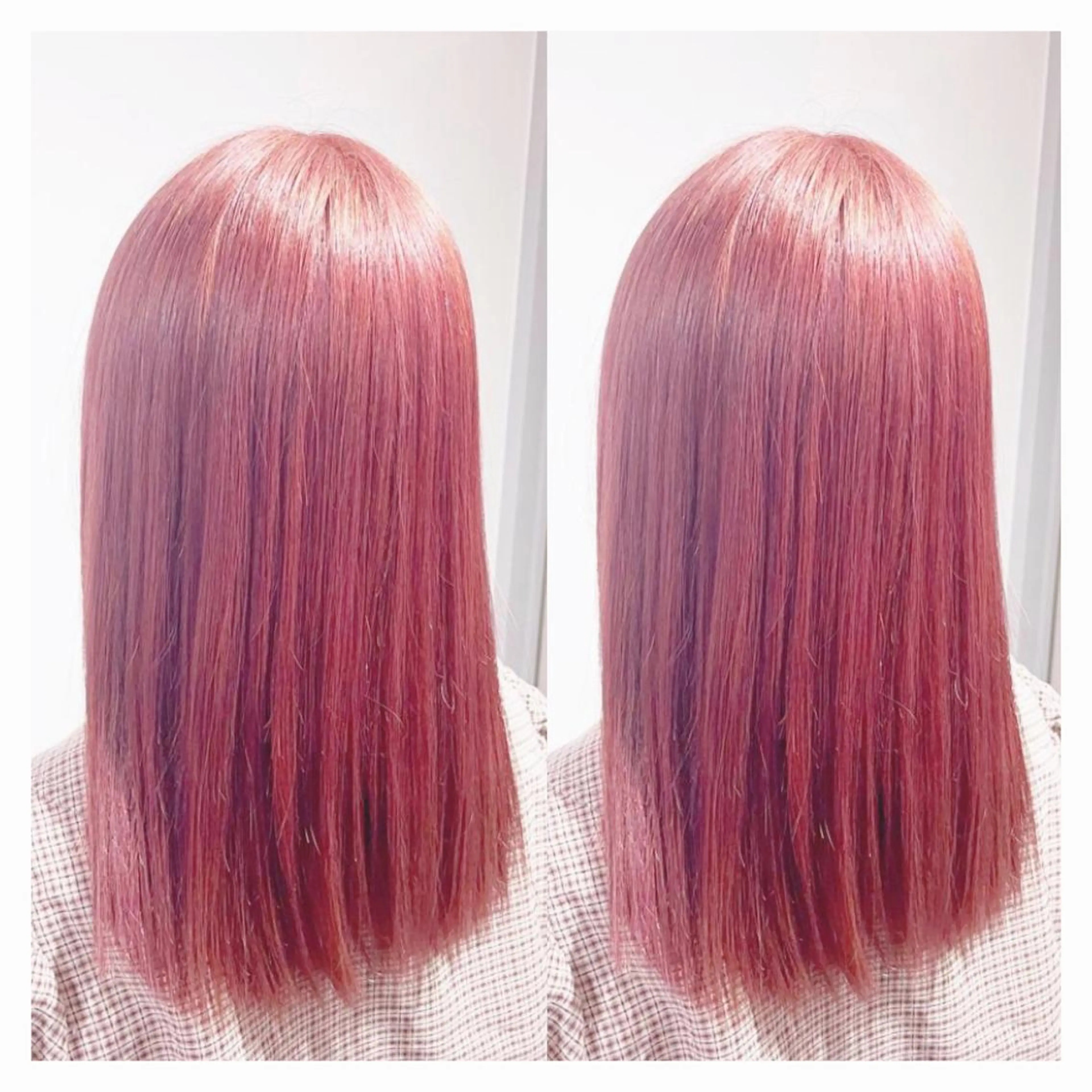 セミロング カラー ピンクカラー ヘアカラー 🖤kana/艶髪/ 韓国風暗髪カラー🖤のヘアスタイル