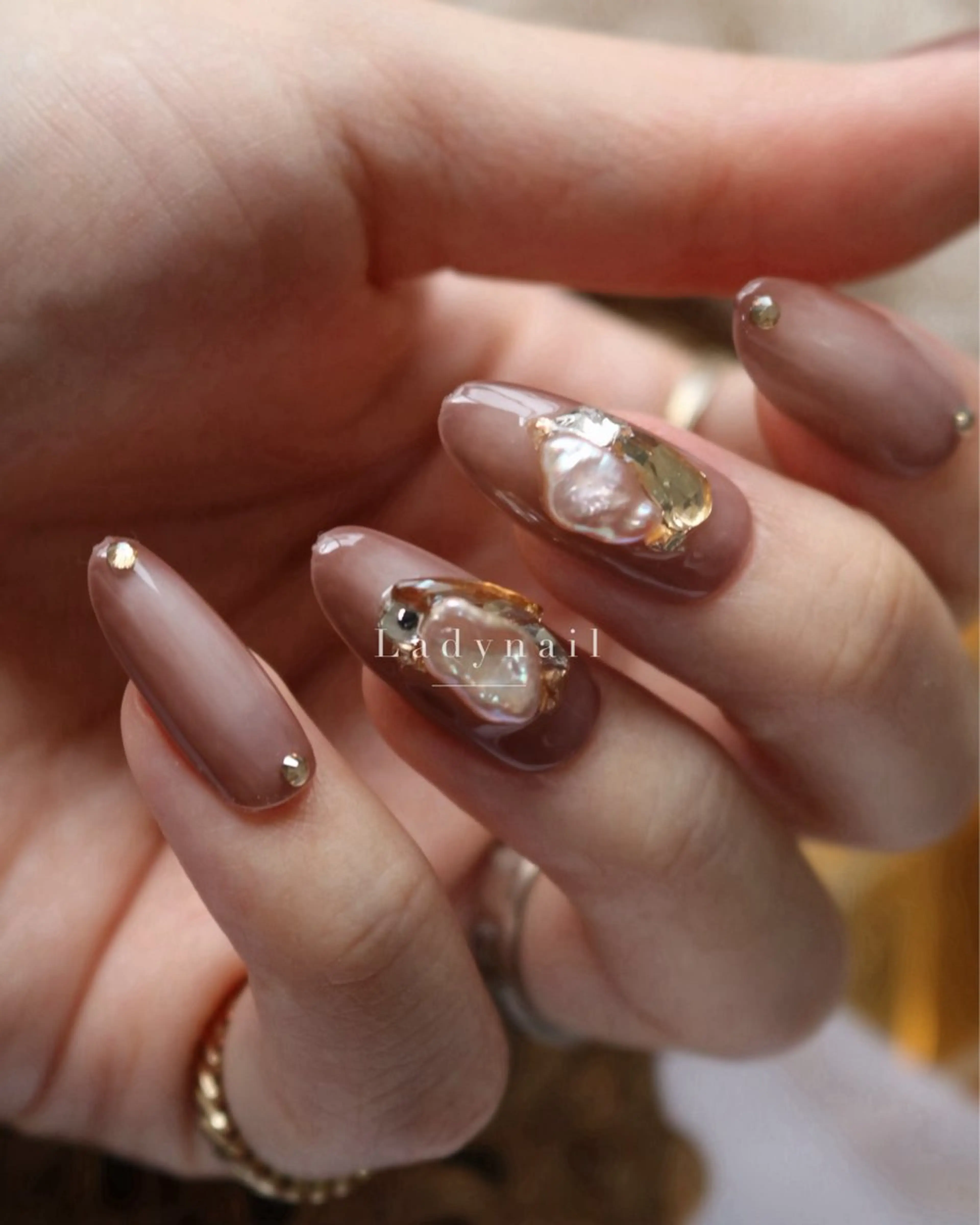 ネイル ブラウン グラデーション 韓国ネイル ハンドネイル Lady nailのネイルデザイン