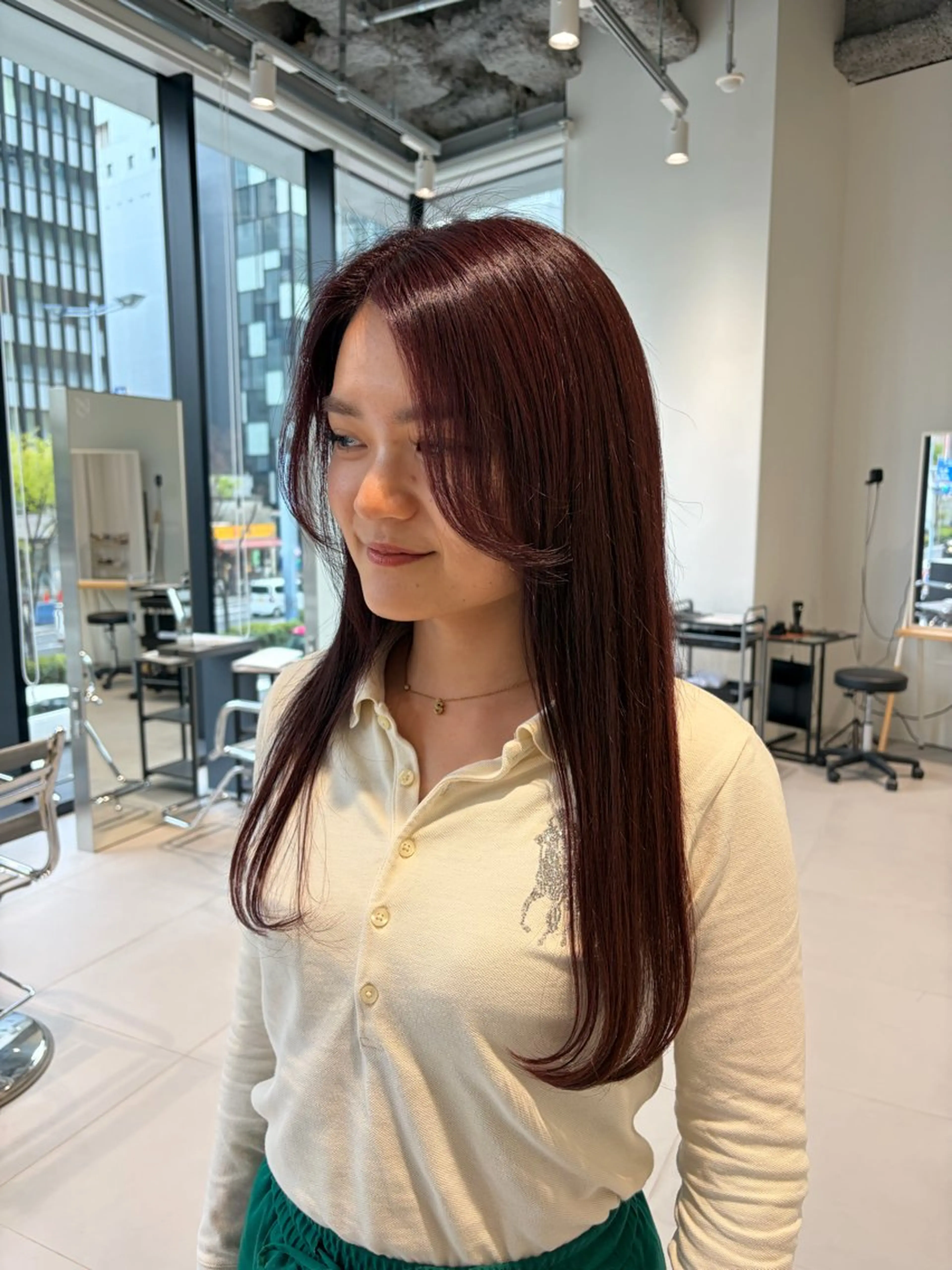 ロング カラー ボルドーカラー カット ヘアカラー 似合わせ/レイヤー 💟SAEのヘアスタイル