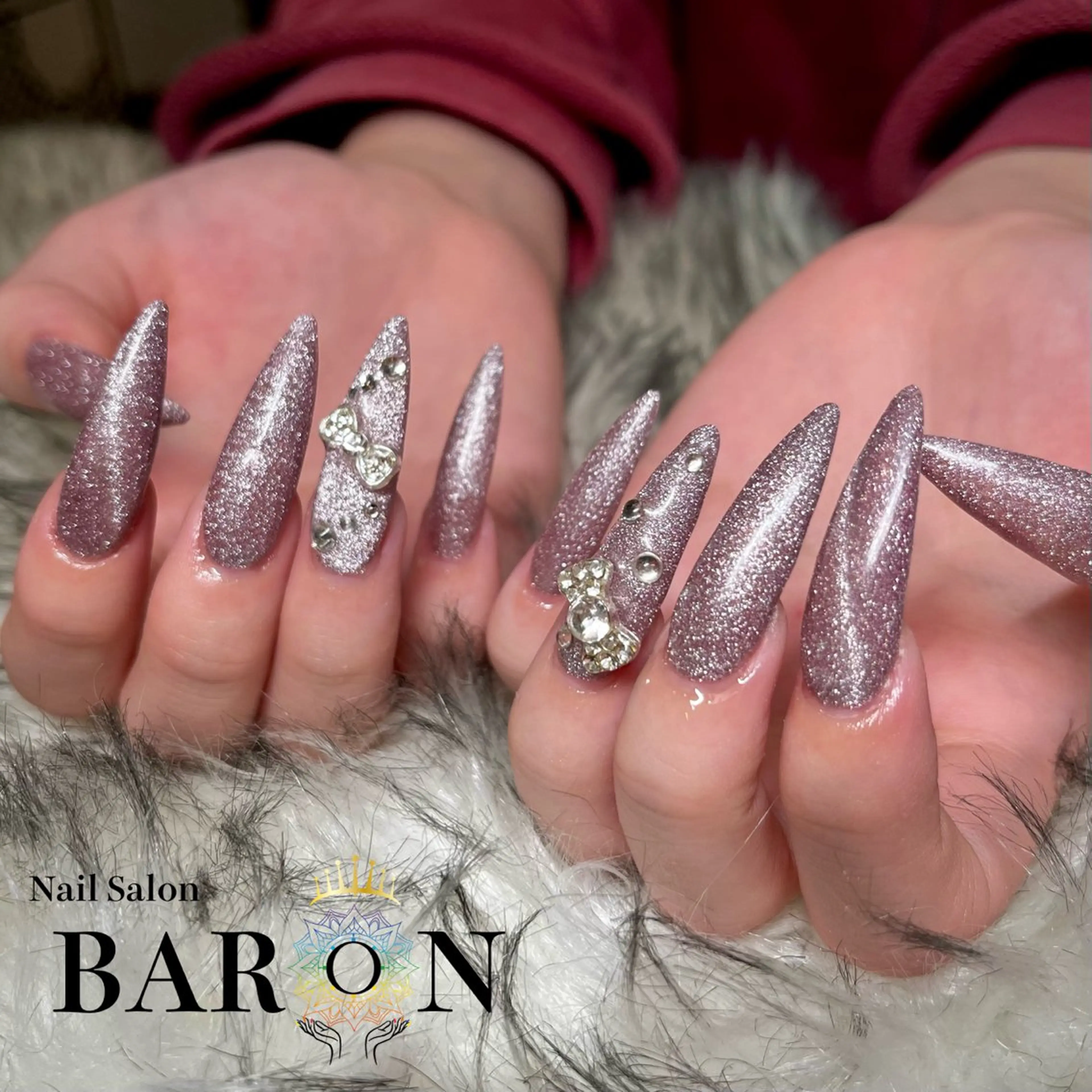 ネイル フラッシュネイル フラッシュマグ マグネットネイル ピンク ハンドネイル ☆SAKI☆ BARON 店長のネイルデザイン