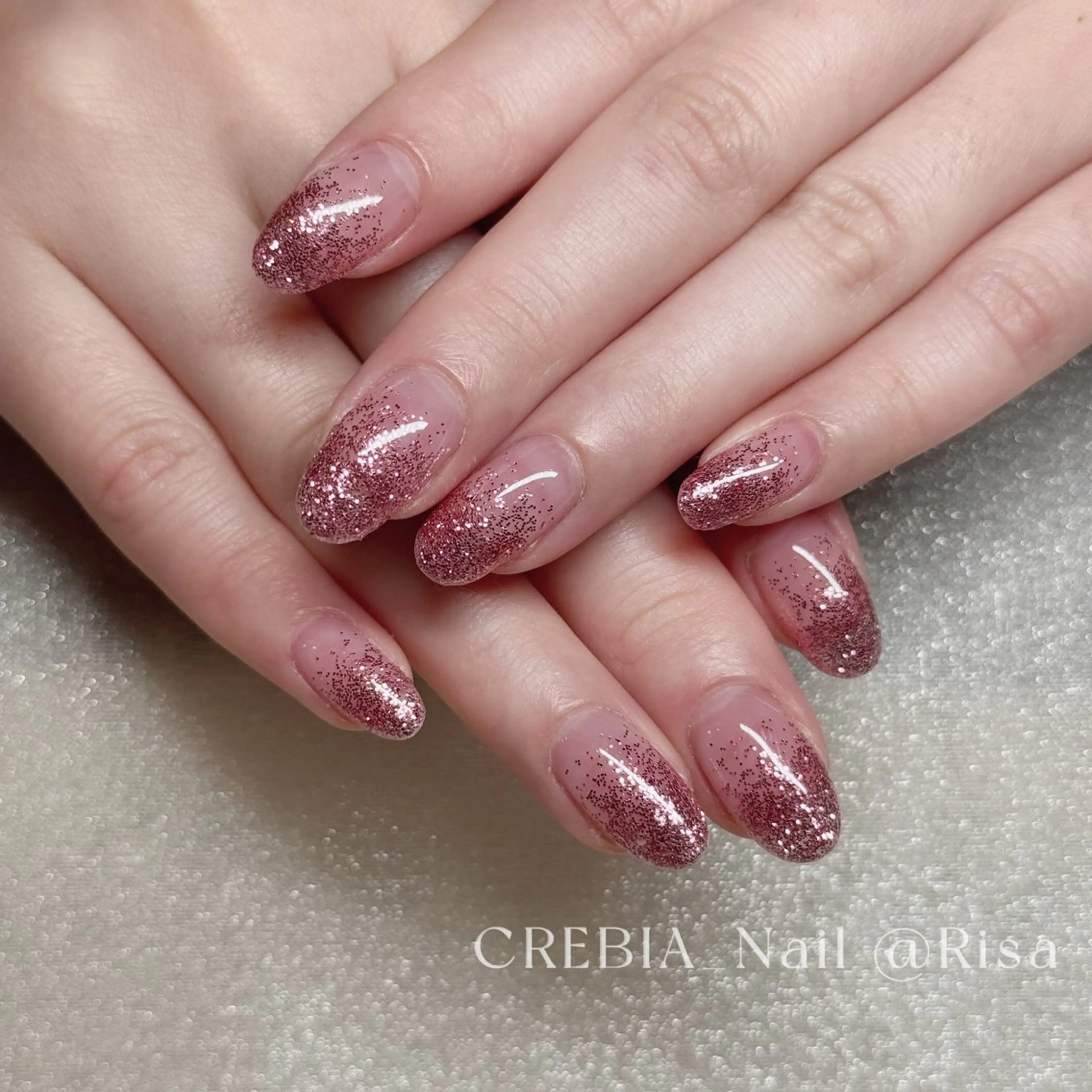 ネイル グラデーション ラメ(グリッター) ラメグラデーション ハンドネイル CREBIA Nailのネイルデザイン