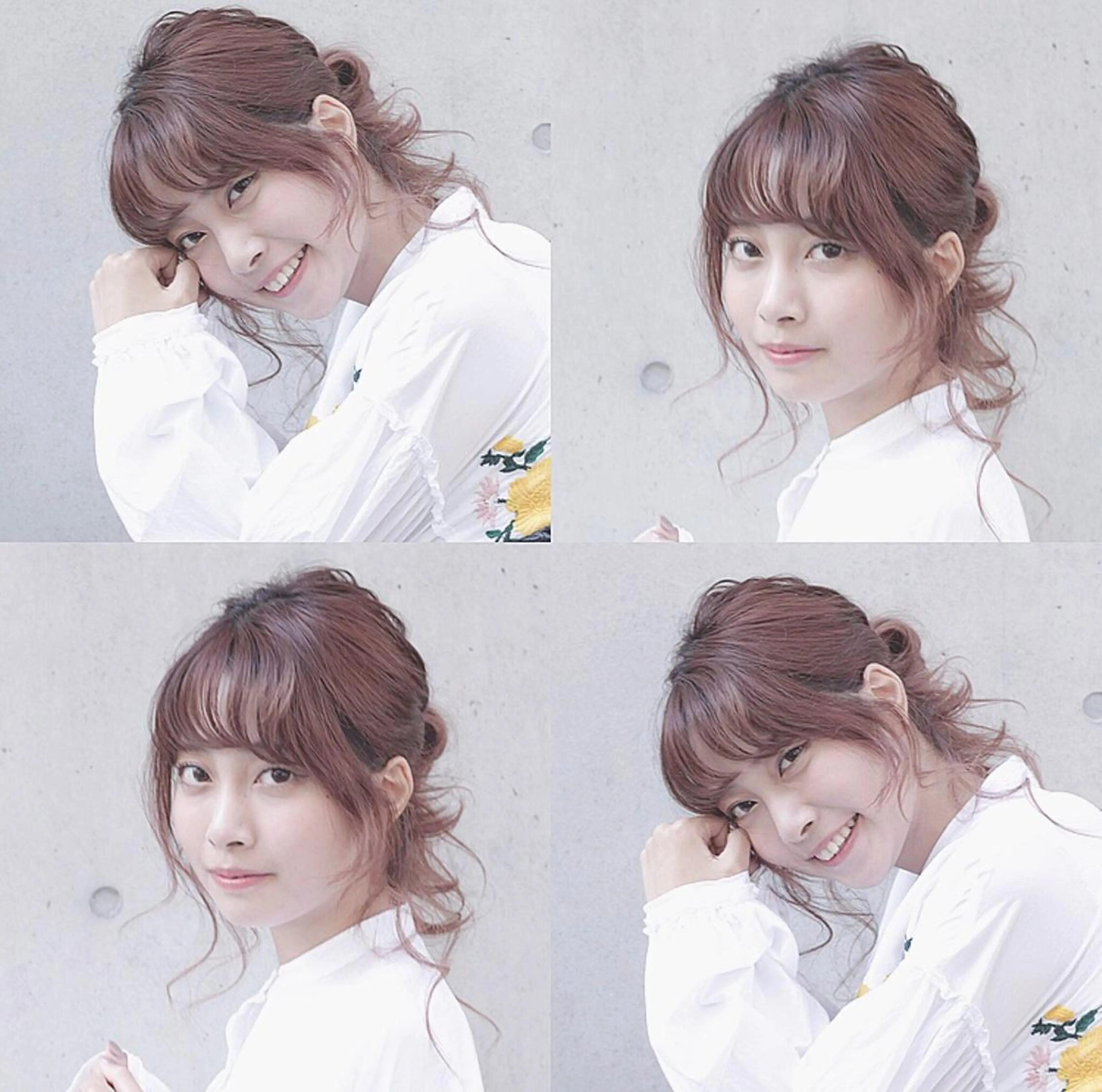 ヘアアレンジ お団子ヘア 福島成美/髪質改善 縮毛矯正/カラーのヘアスタイル