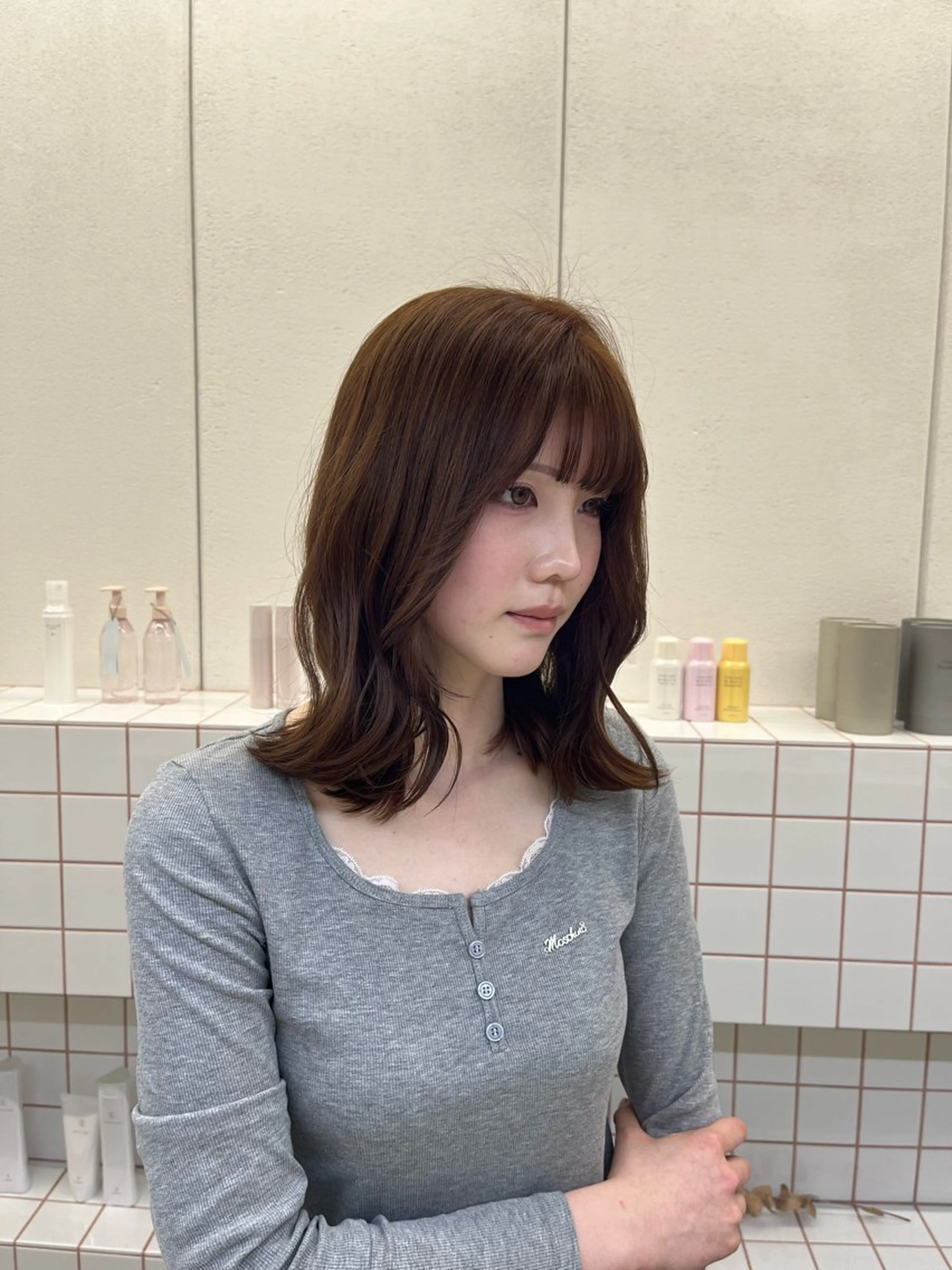 ミディアム カラー ヘアカラー トリートメント 🌼花屋併設🌼 木下奈々望のヘアスタイル