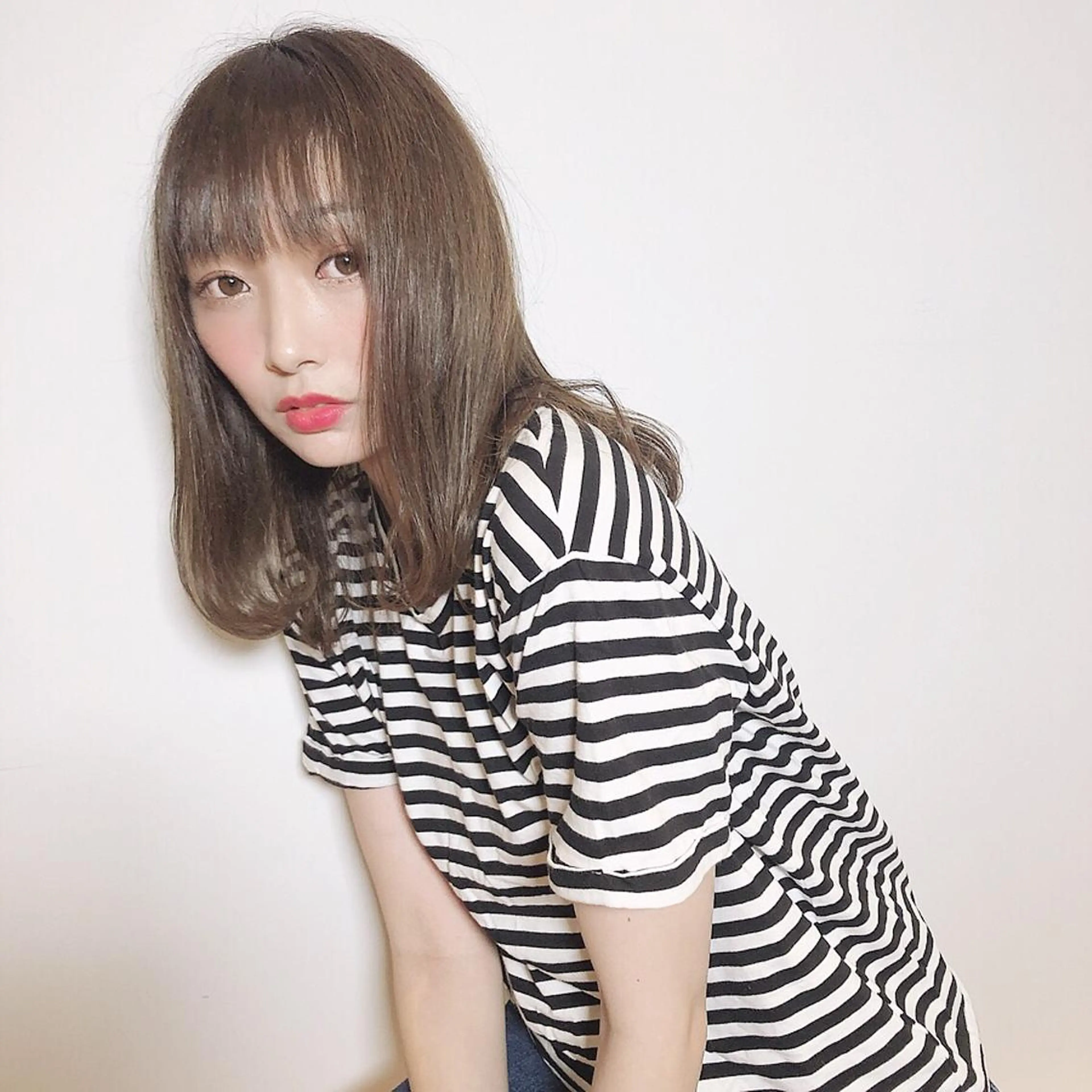 ミディアム カラー 縮毛矯正 トリートメント 店長/mao/ 前髪/顔周りカットのヘアスタイル