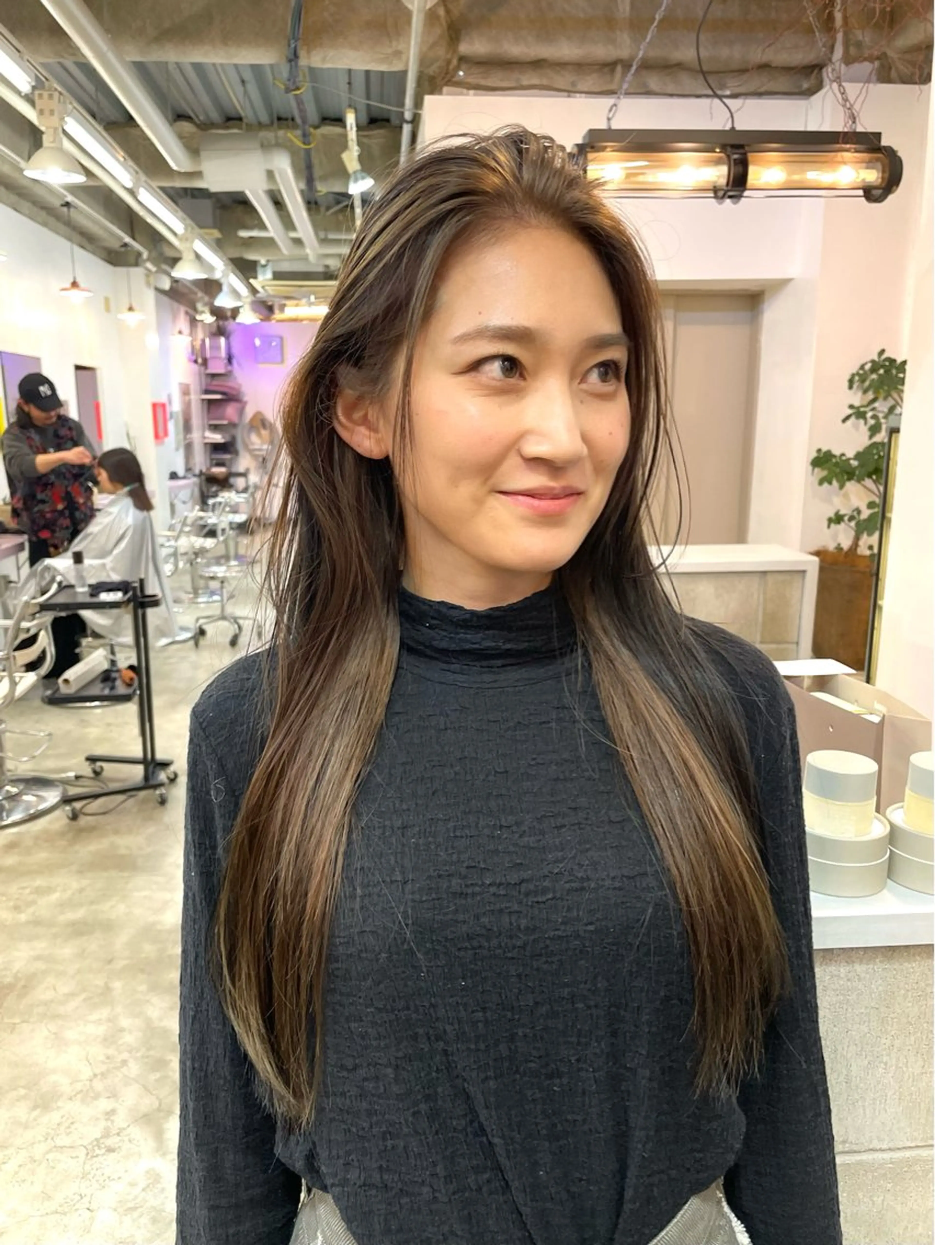 セミロング ヘアカラー トリートメント nessヤマサキ リュウタのヘアスタイル