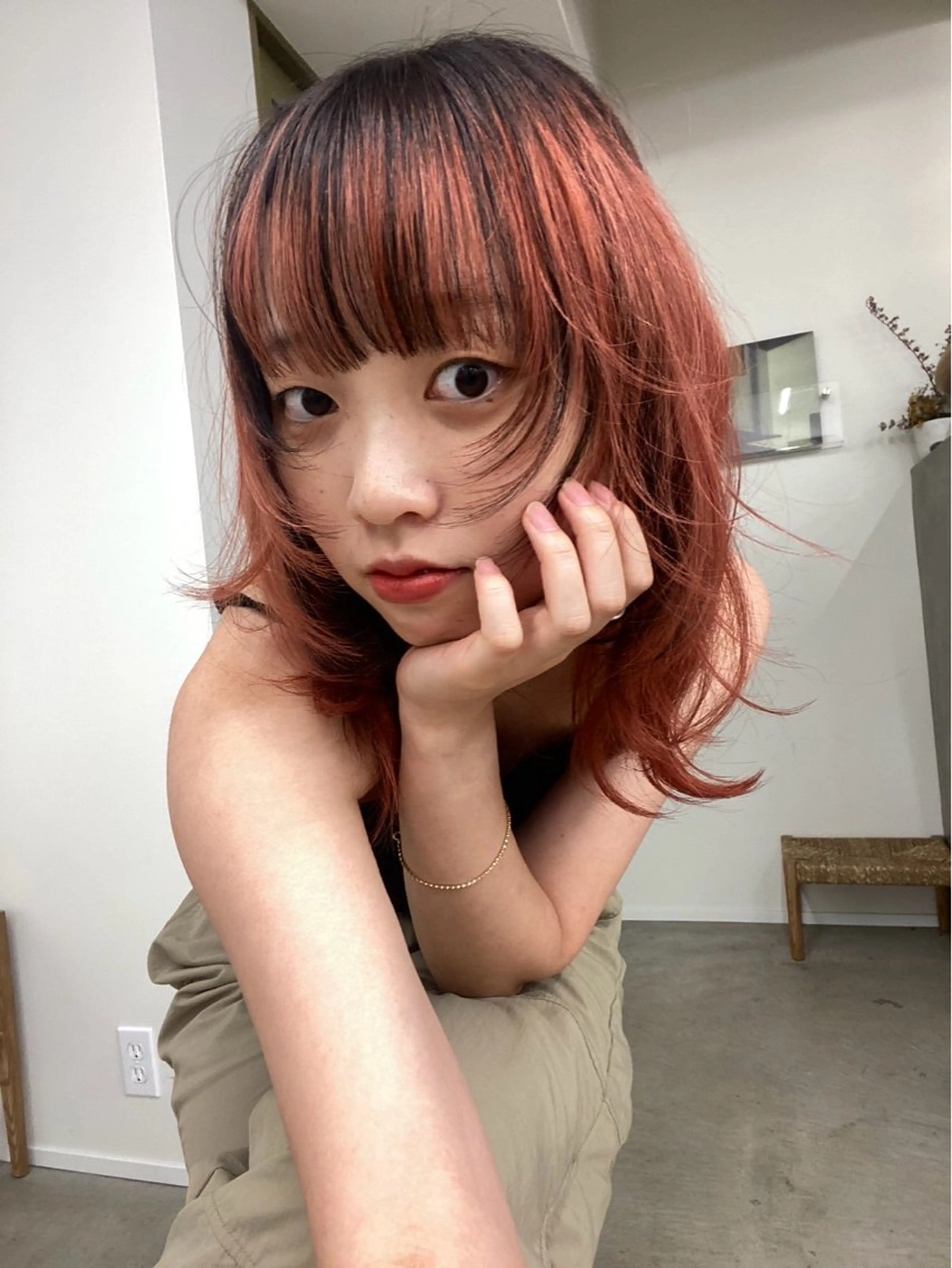 ミディアム カラー ヘアアレンジ ブリーチモデル/ カットモデル/Riaのヘアスタイル