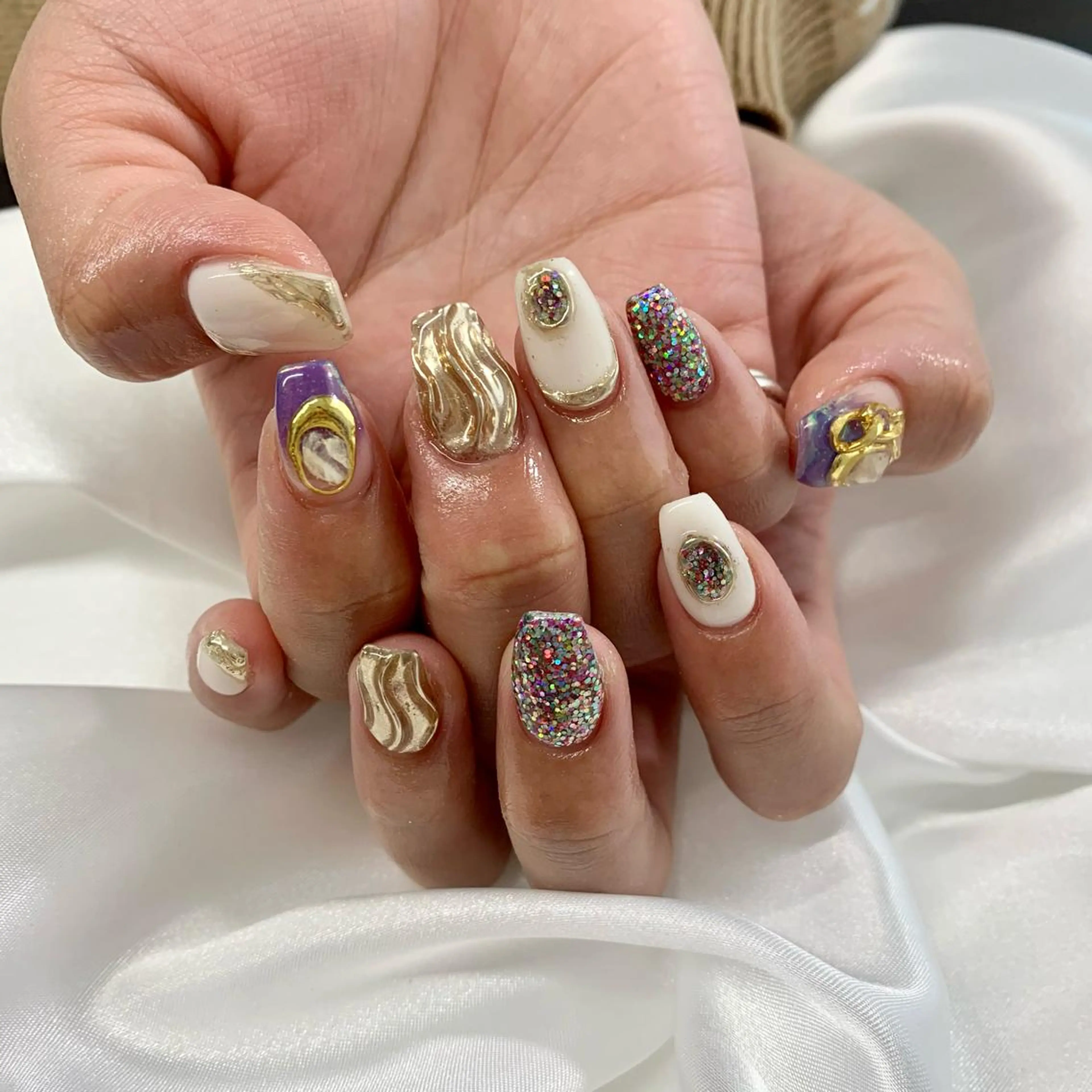 ネイル アートネイル ミラーネイル ニュアンスネイル 春ネイル pu muのネイルデザイン