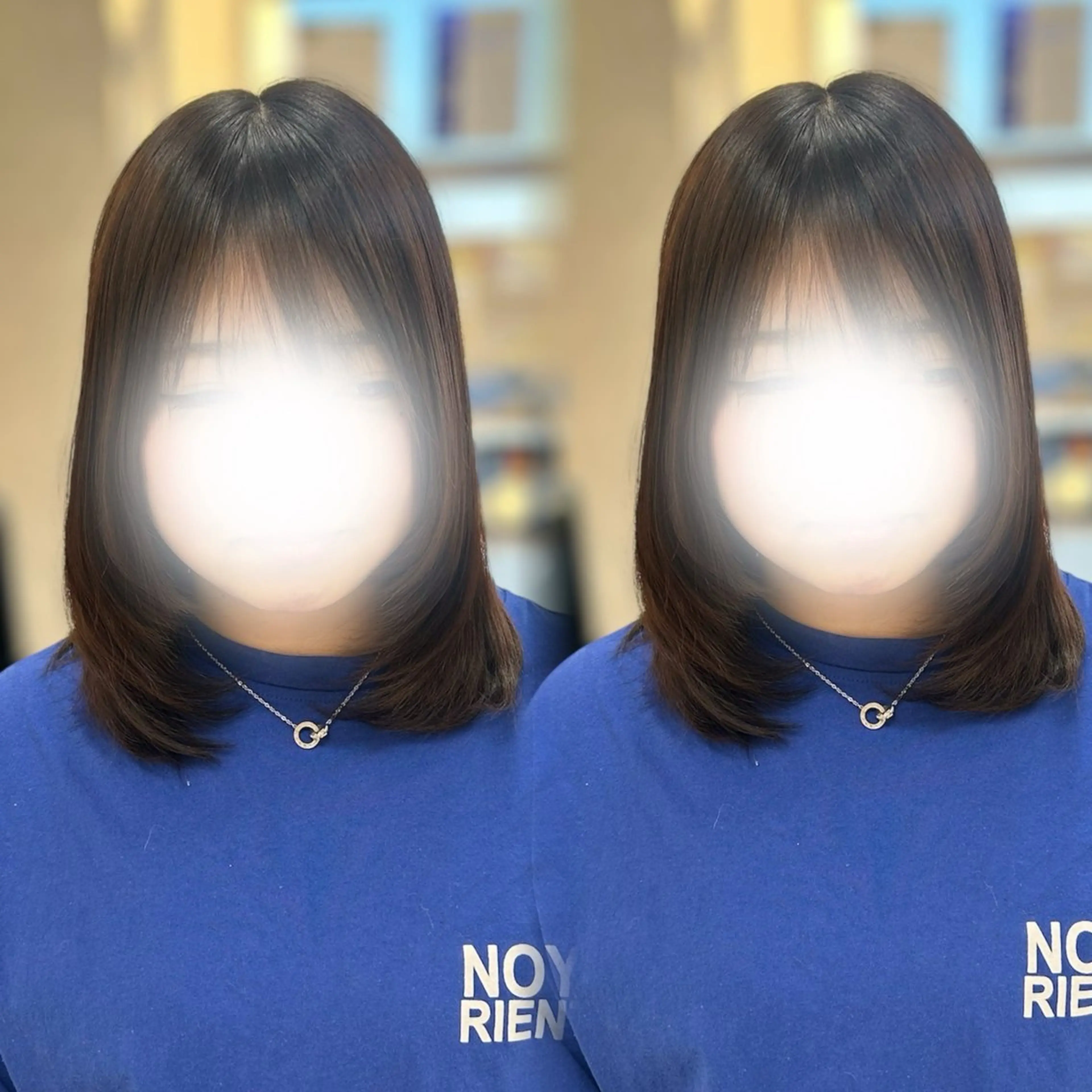 セミロング ハッシュカット カット トリートメント ヘアセット ベージュ/つや髪/ レイヤー／ゆいなのヘアスタイル