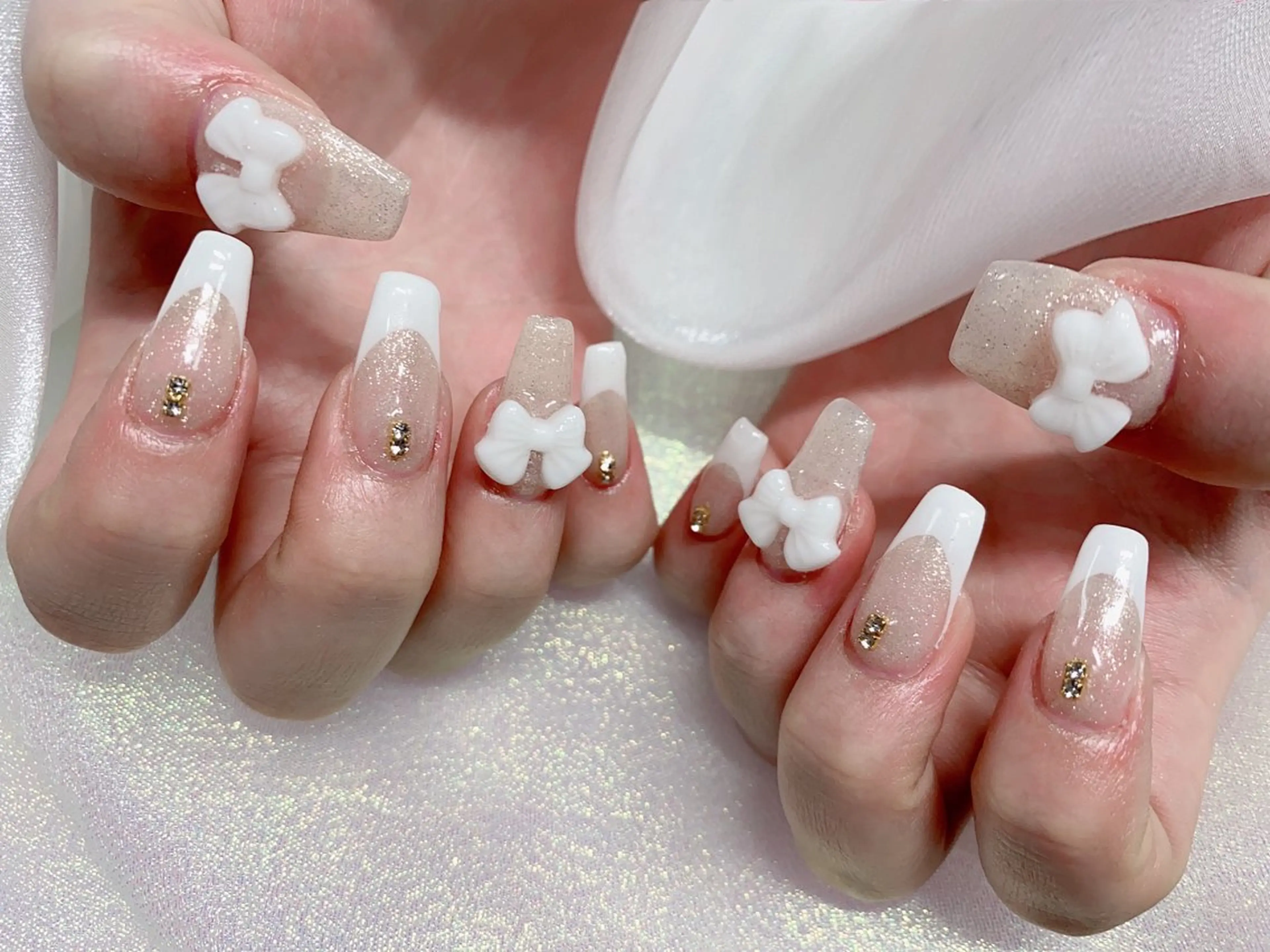 ネイル 長さ出し ジェルネイル キラキラネイル 大理石ネイル(マーブル) ニュアンスネイル Morpho nailのネイルデザイン
