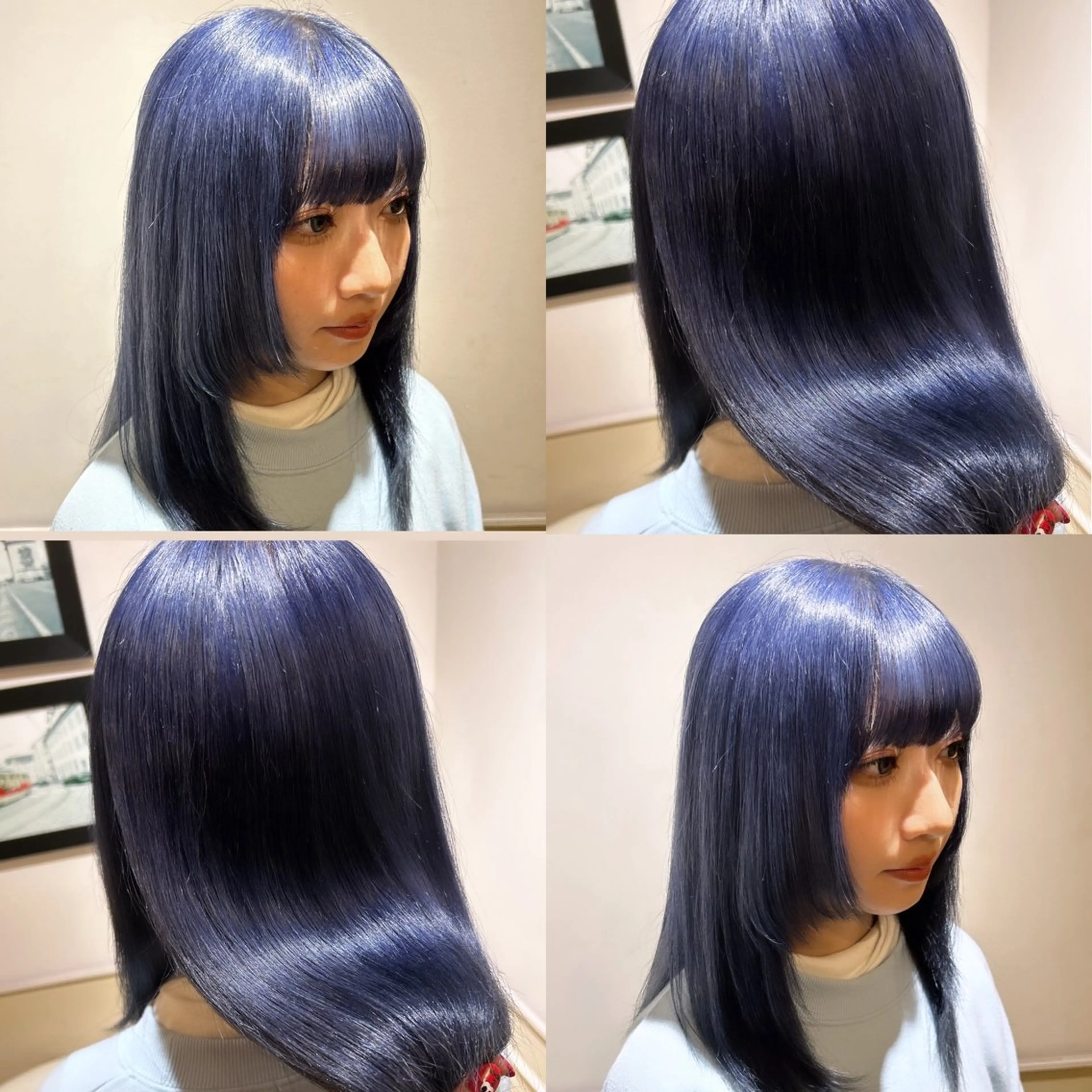 セミロング カラー ブルーカラー シルバー レイヤーカット/ 縮毛矯正🇰🇷早坂のヘアスタイル