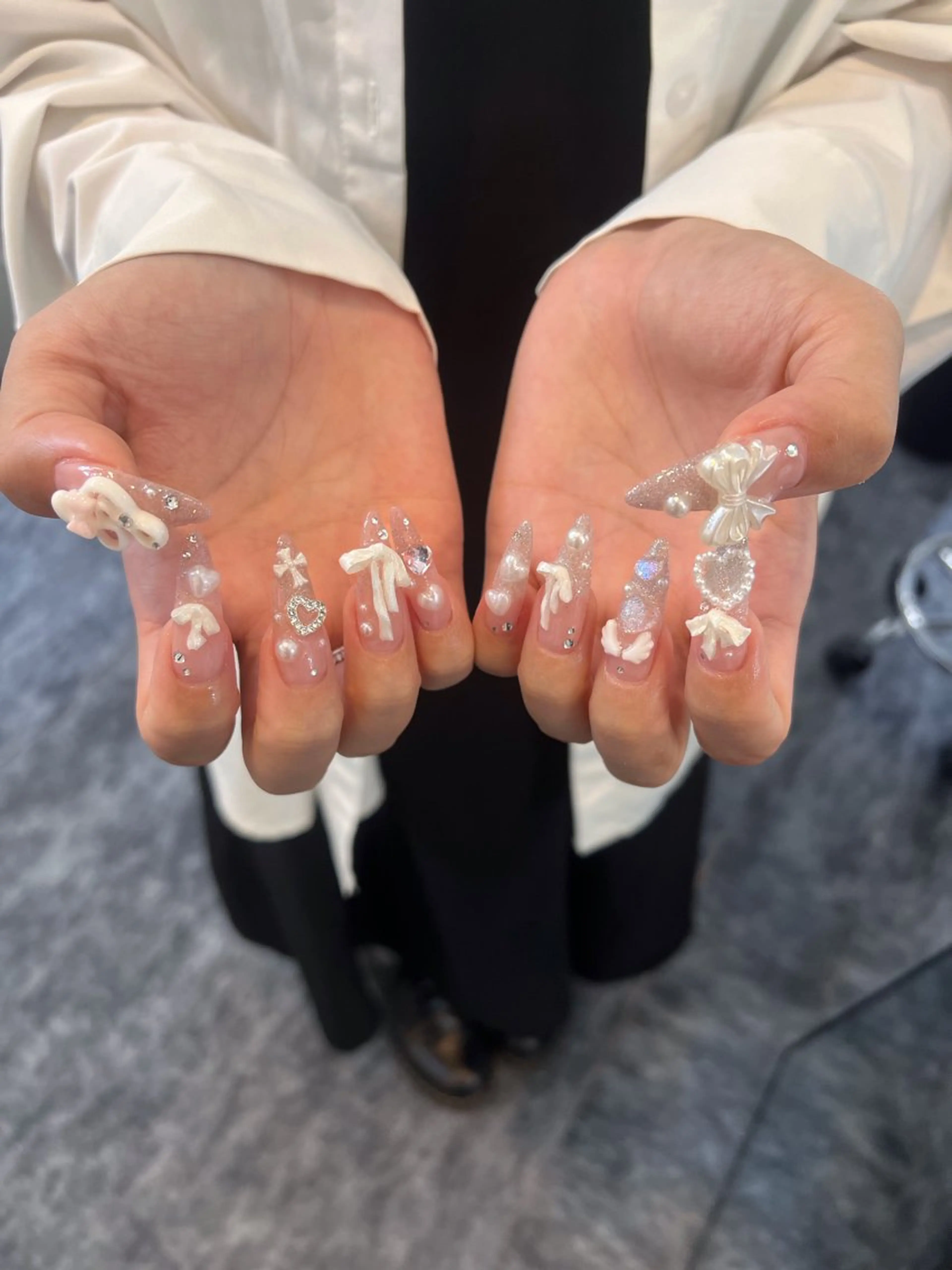 ネイル オーロラネイル ボルドー ブラウン 氷ネイル・うるうるネイル キラキラネイル ハンドネイル Sora  Nail 長さ出し専門店のネイルデザイン