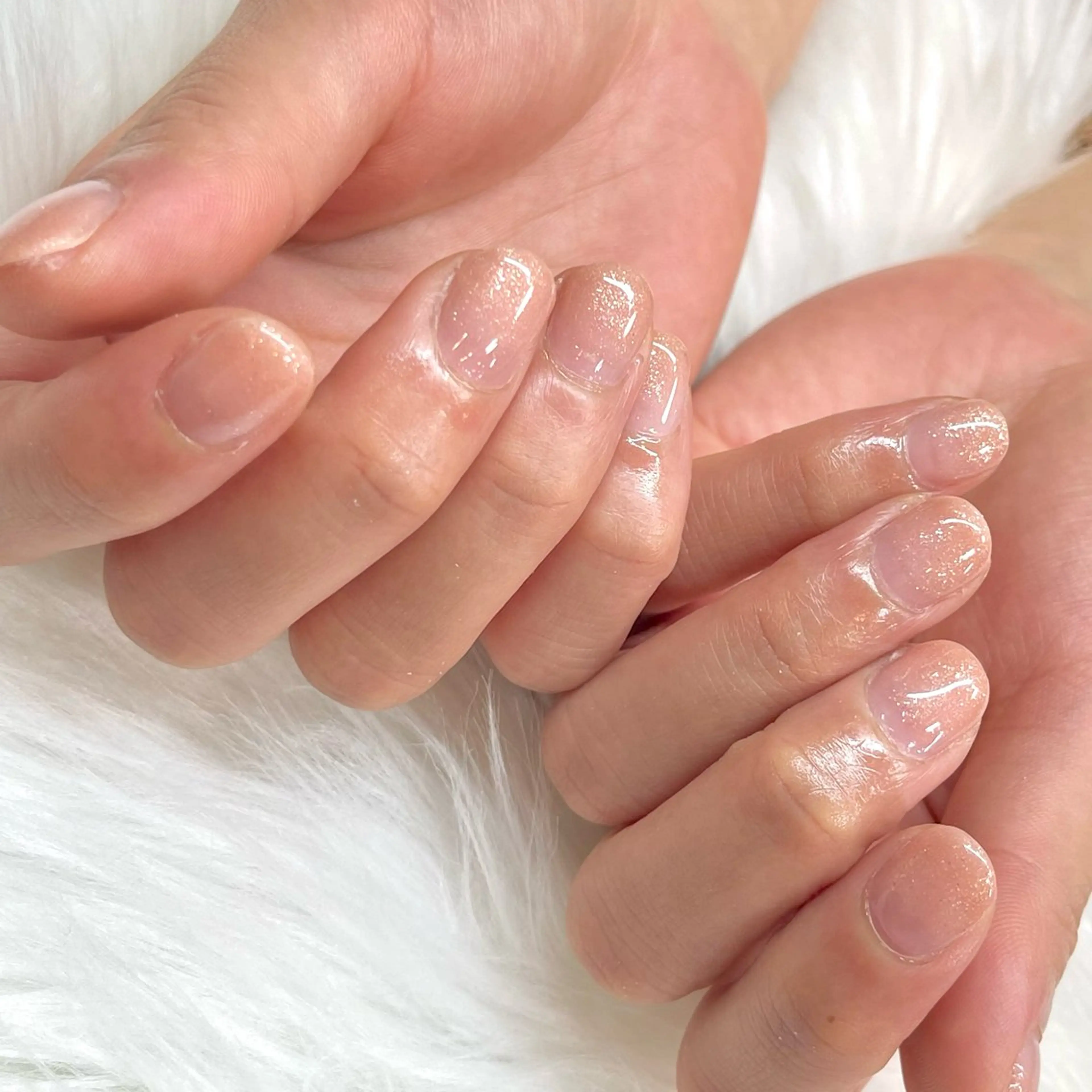 ネイル グラデーション ラメ(グリッター) ラメグラデーション オレンジ ピンク Lealea nのネイルデザイン