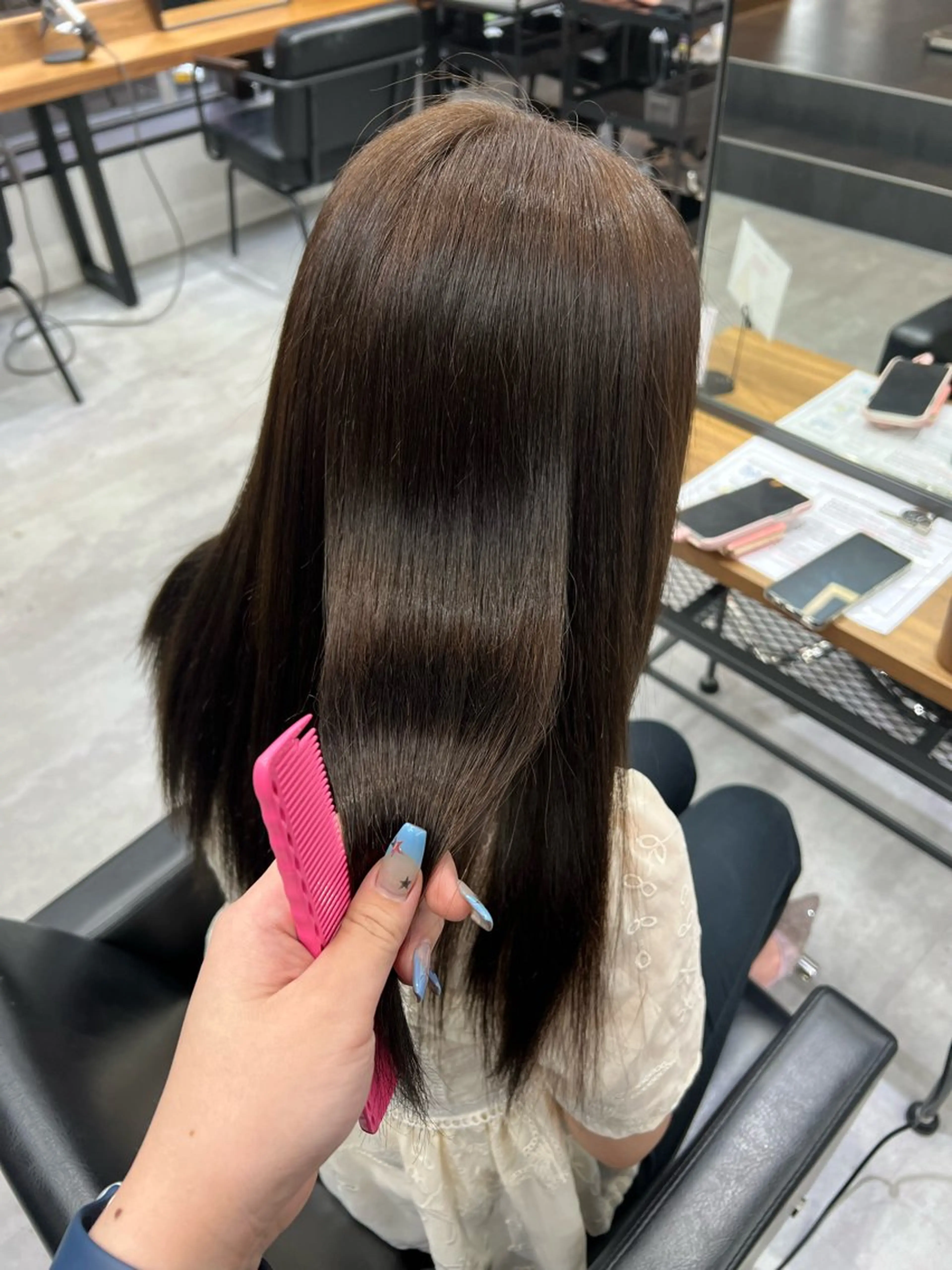 ロング カラー 透明感カラー グレージュ 縮毛矯正 ショート/ウルフ カットモデル募集のヘアスタイル