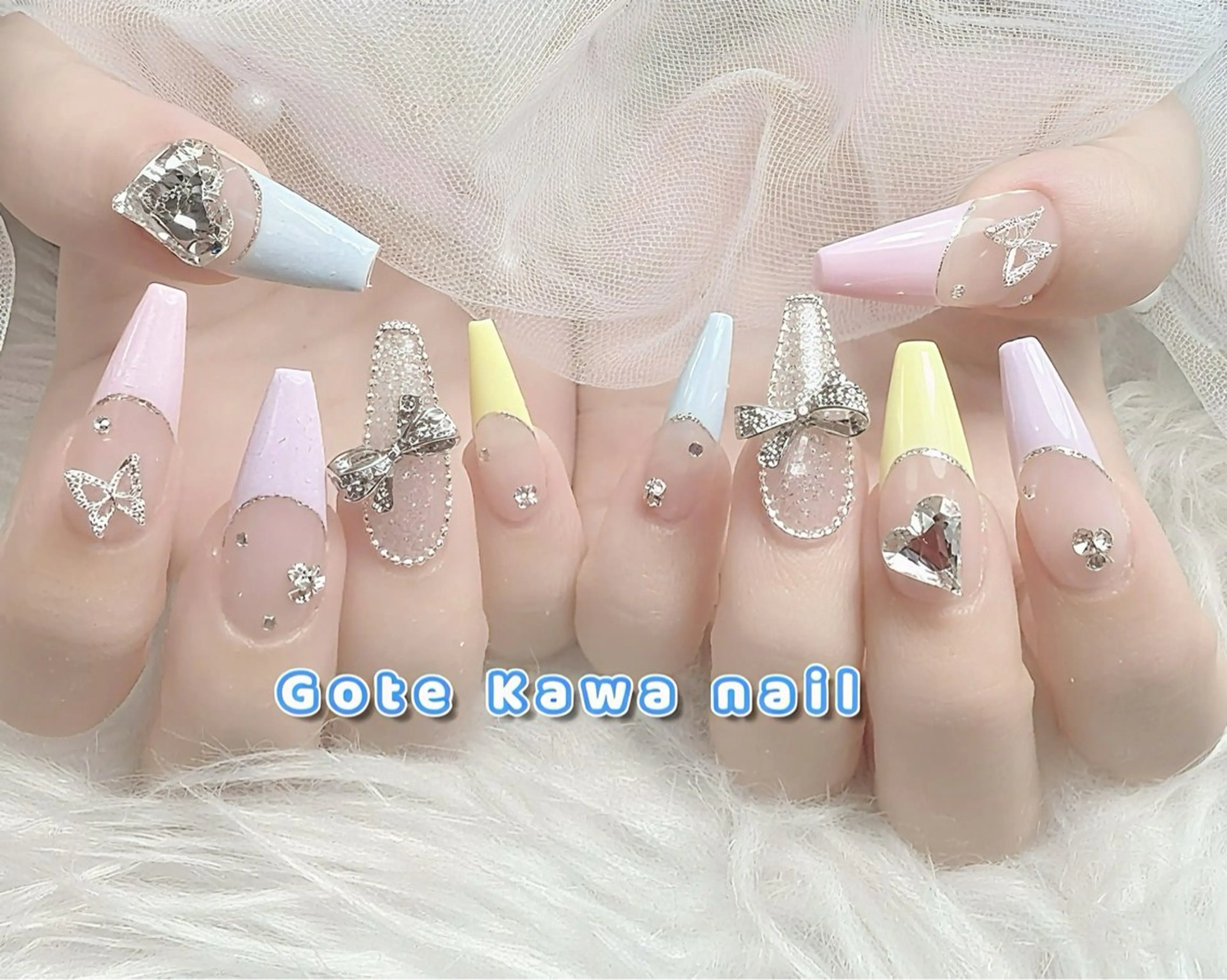 ネイル フレンチネイル ハート リボン 春ネイル 夏ネイル ハンドネイル ハンドケア Gote Kawa nail salonのネイルデザイン