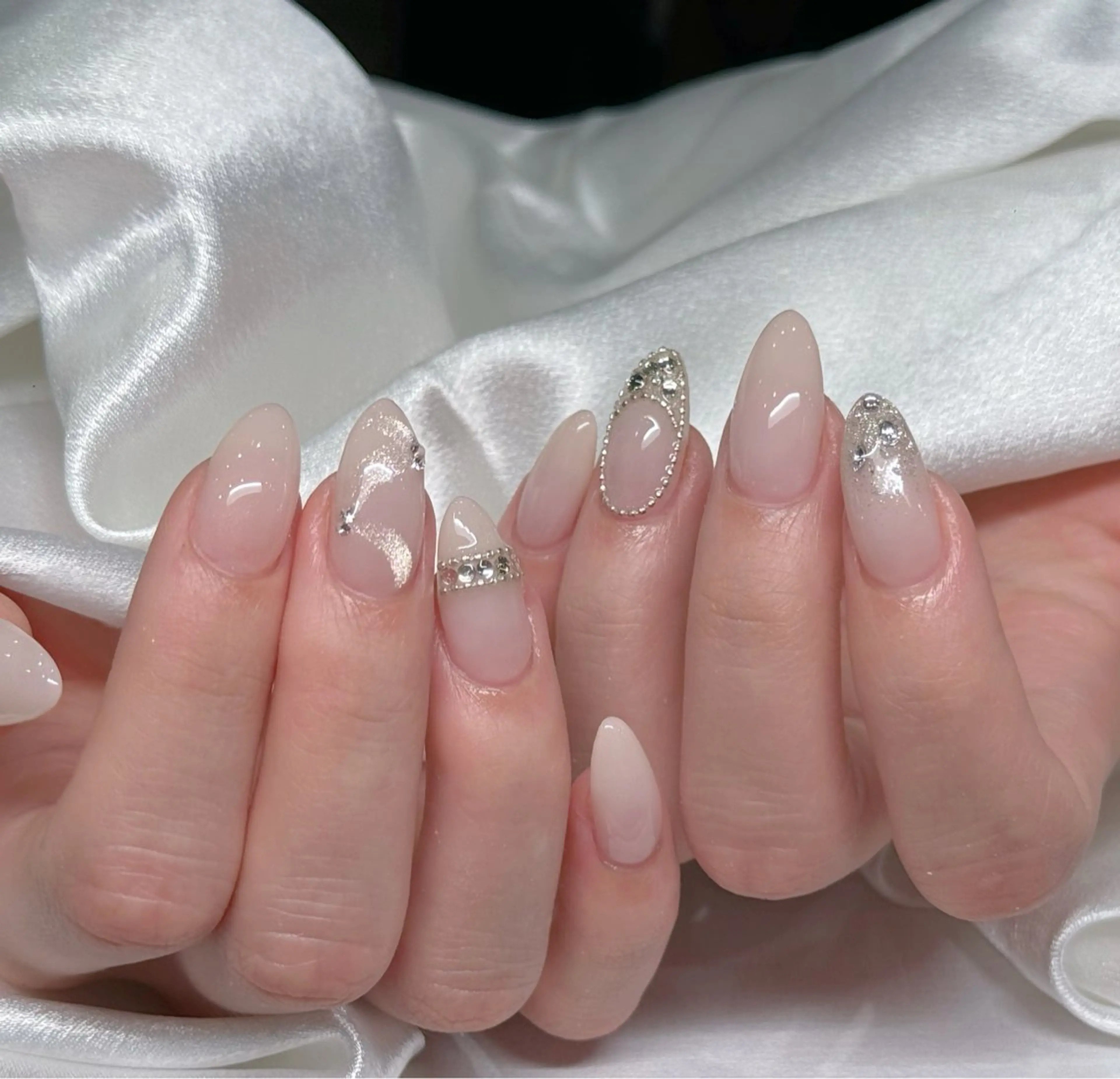 ネイル フラワーネイル ハート レース ロングネイル 春ネイル ハンドネイル MILO 168 池袋のネイルデザイン