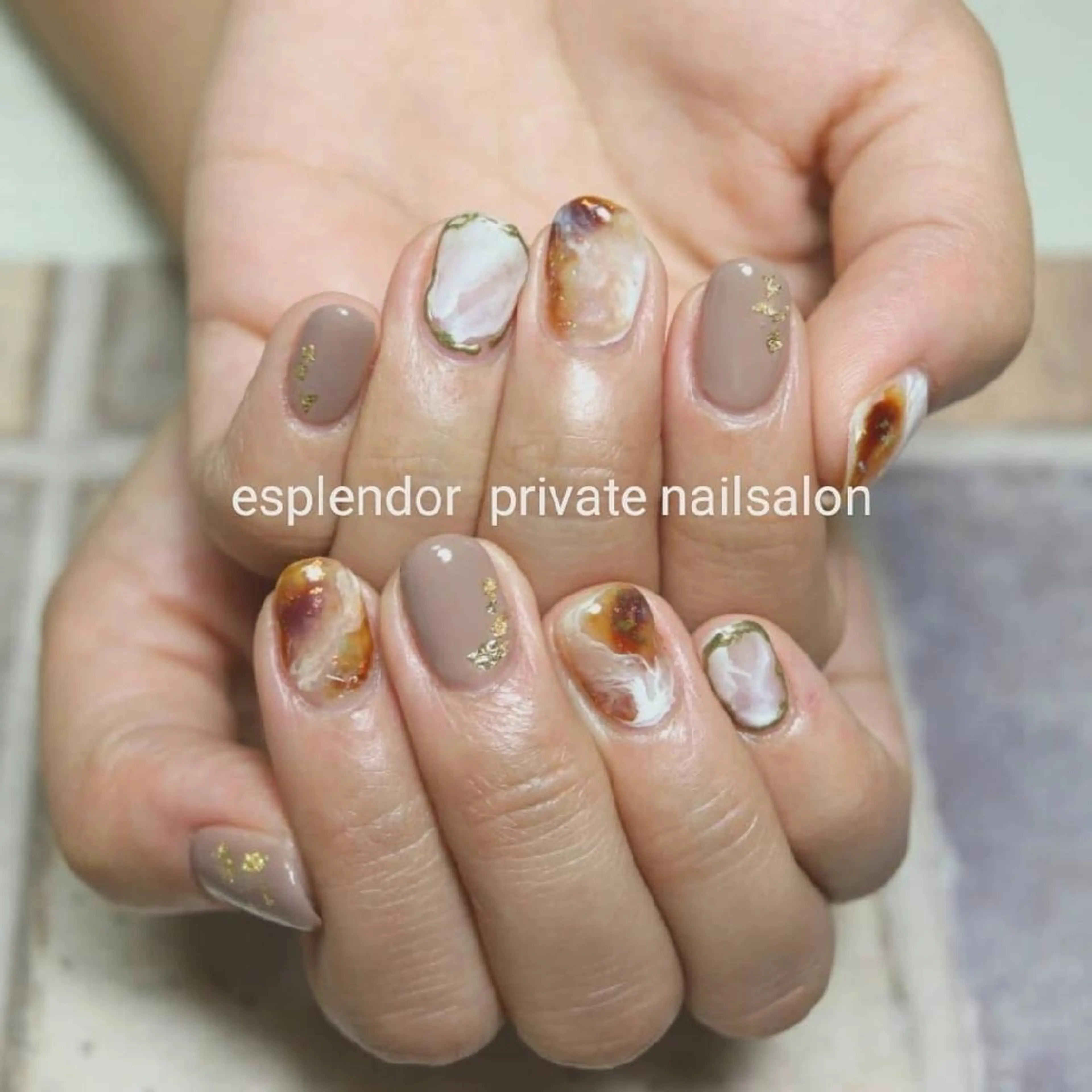 ネイル ブラウン ニュアンスネイル ハンドネイル ハンドケア esplendor  小野寺のネイルデザイン