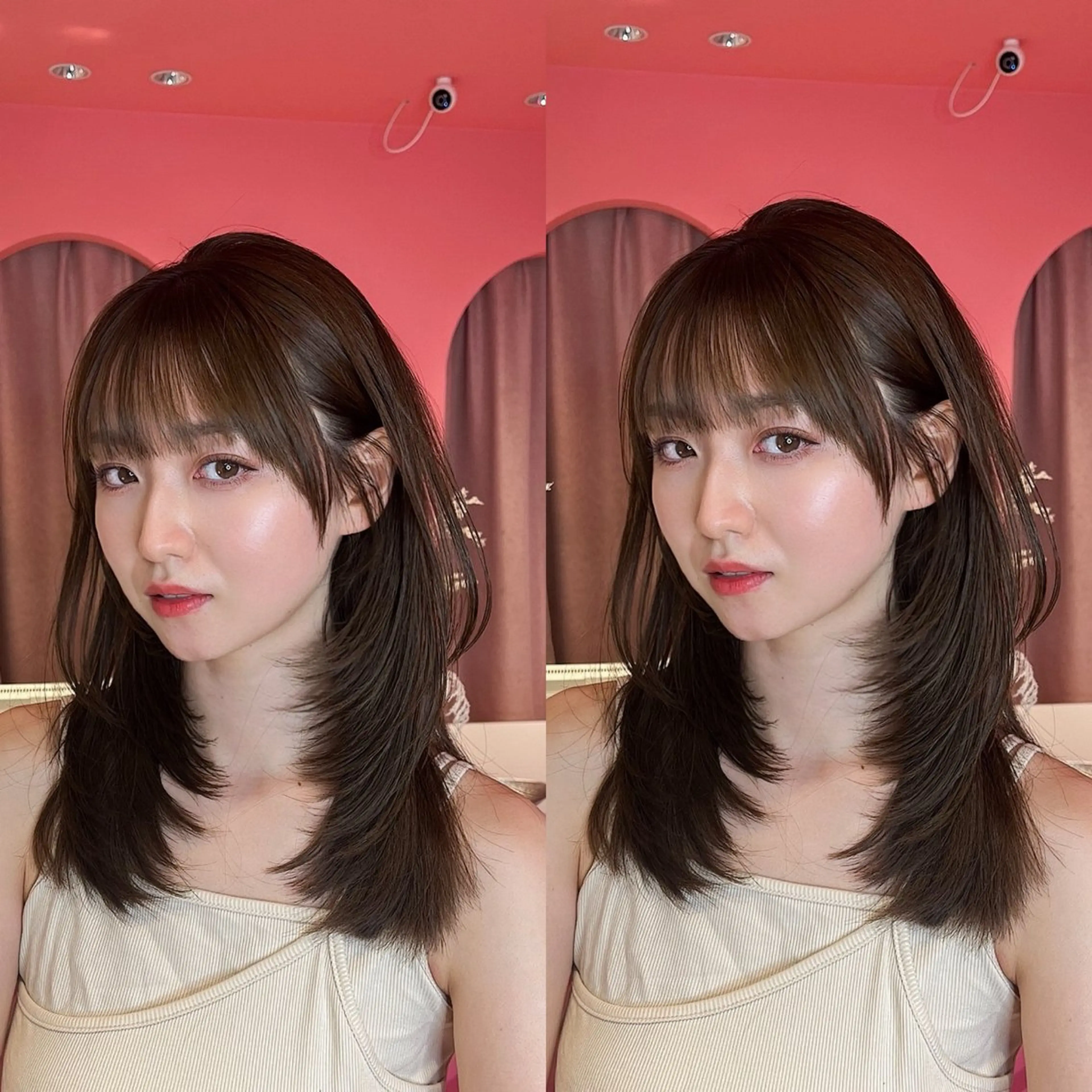 ミディアム カラー カット 縮毛矯正 トリートメント 山崎/ボブ縮毛矯正 レイヤー髪質改善のヘアスタイル