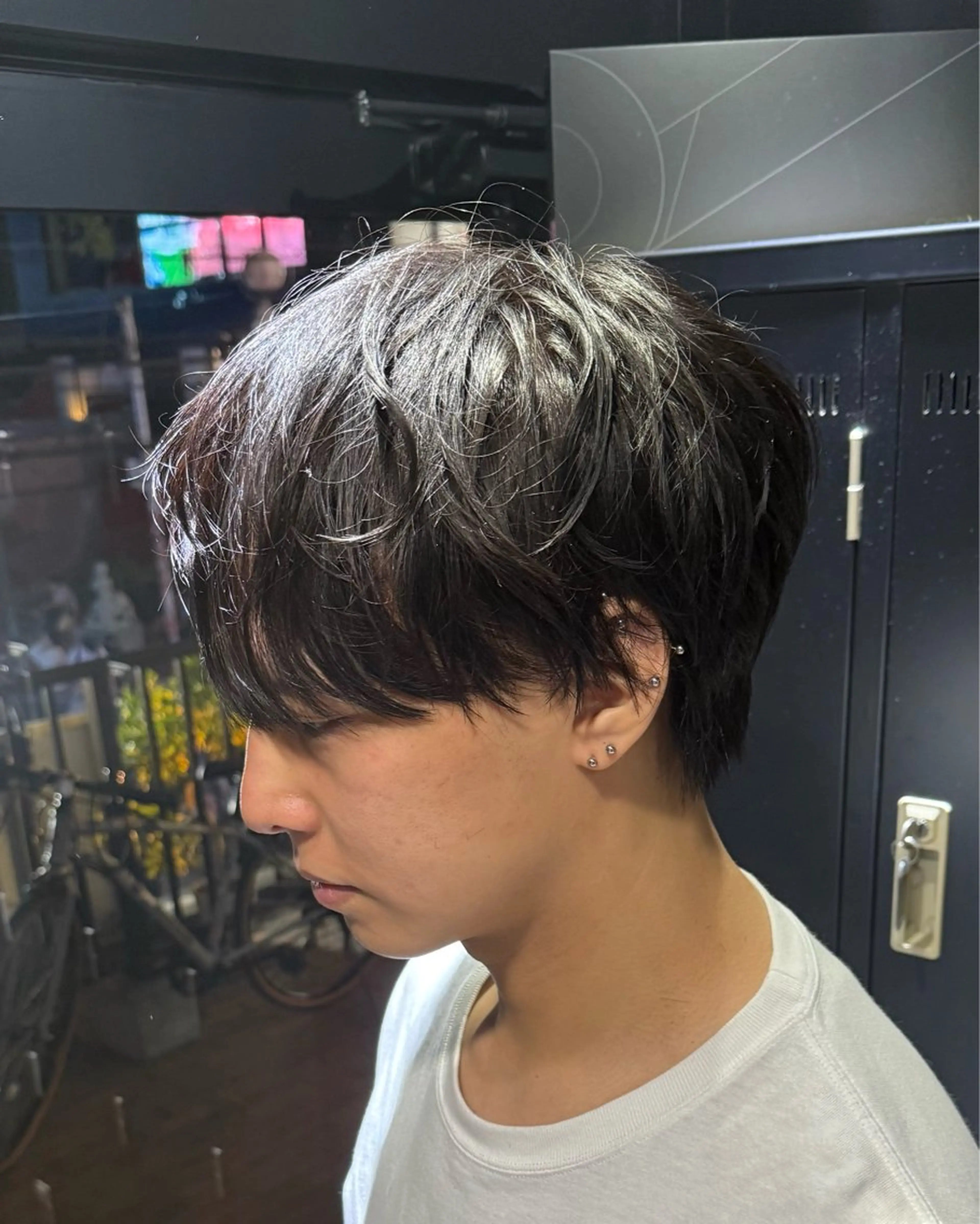 ショート メンズ マッシュ カット 【フェザーパーマ】 【縮毛矯正】鶴田文のヘアスタイル