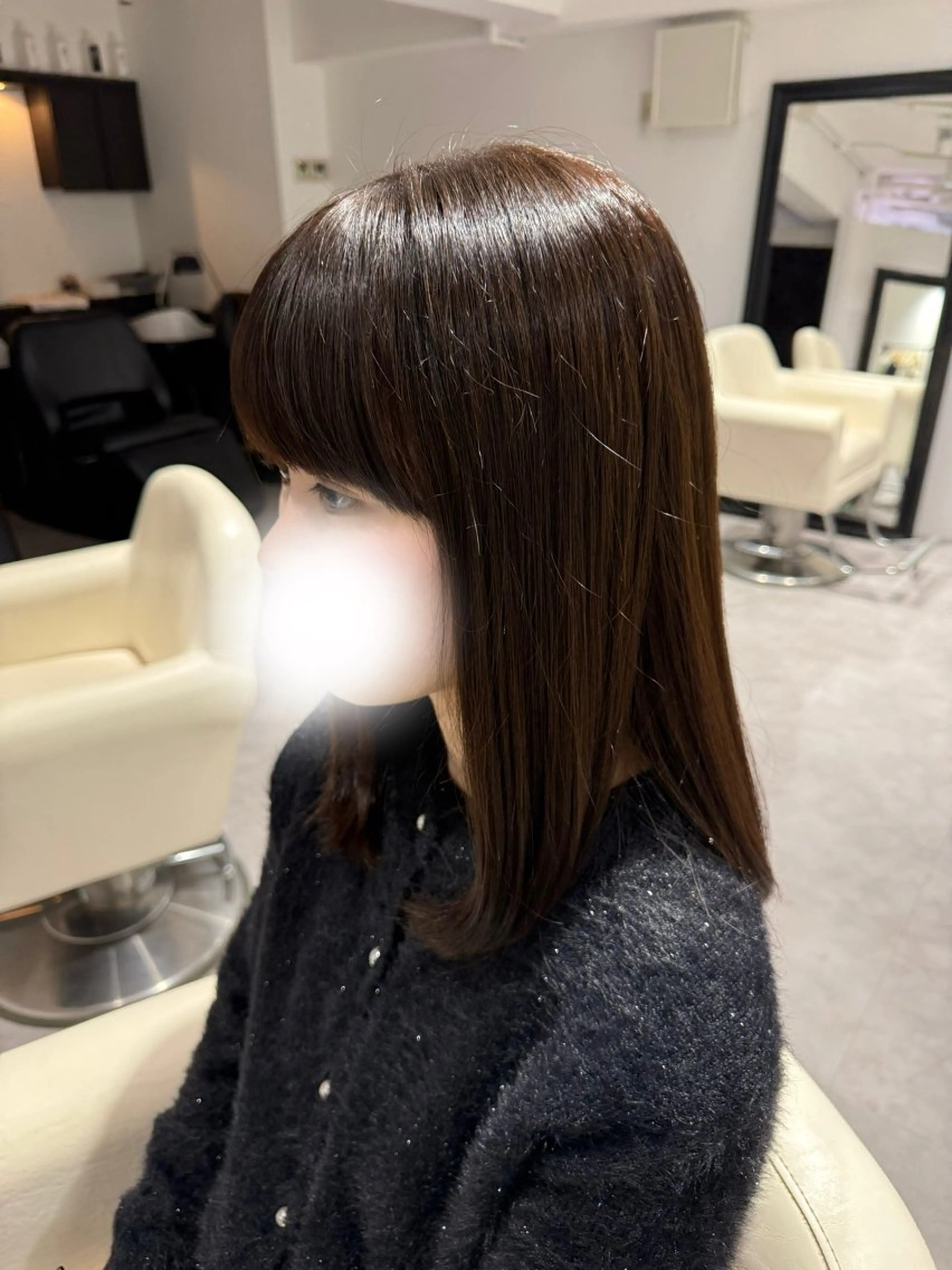 セミロング カラー セミロングパーマ ブリーチ 縮毛矯正 ヘアカラー ヘアセット 七澤 那月のヘアスタイル