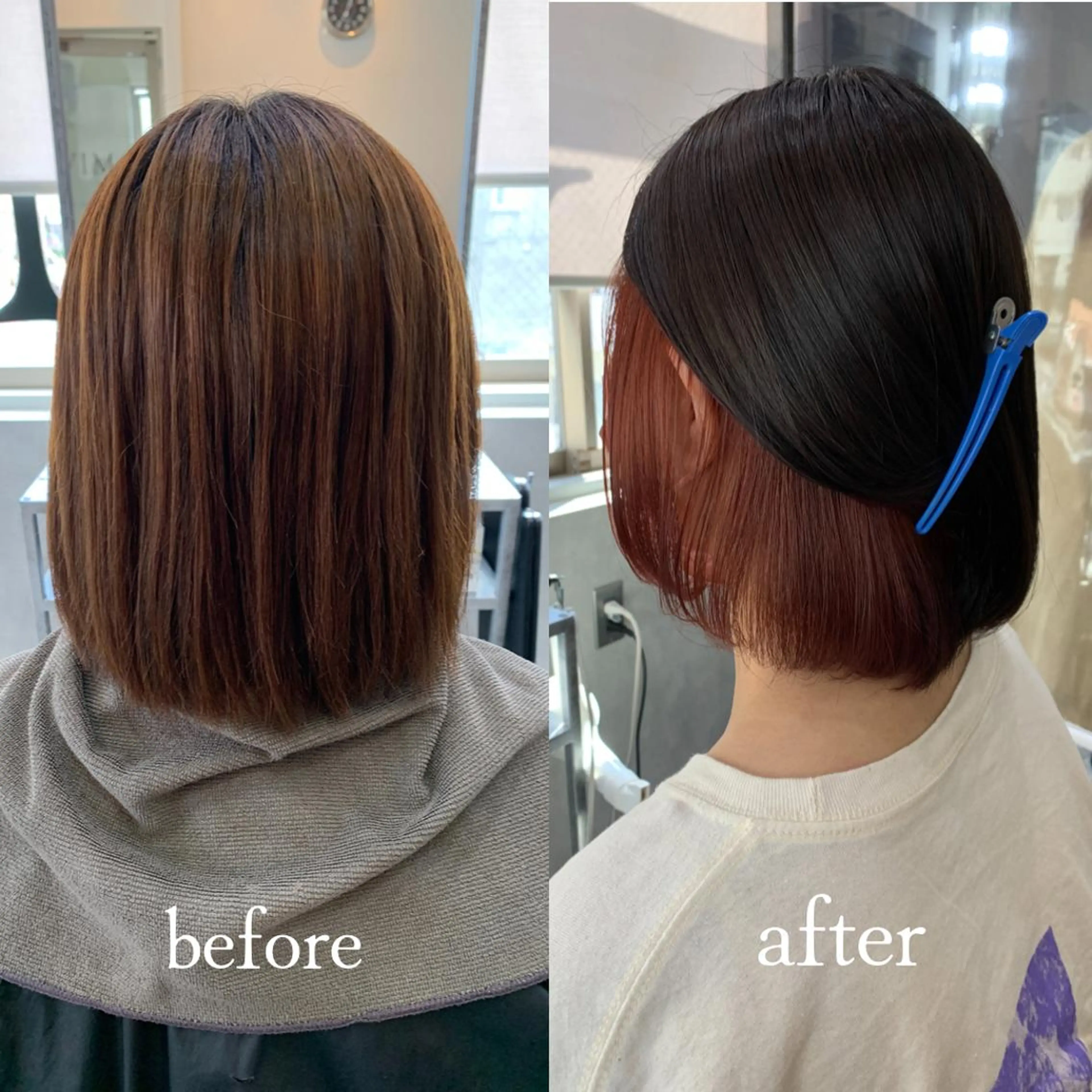 ショート カラー ヘアアレンジ インナーカラー ピンクカラー ピンクパープル パープルカラー VIM hairおもろまち店のヘアスタイル