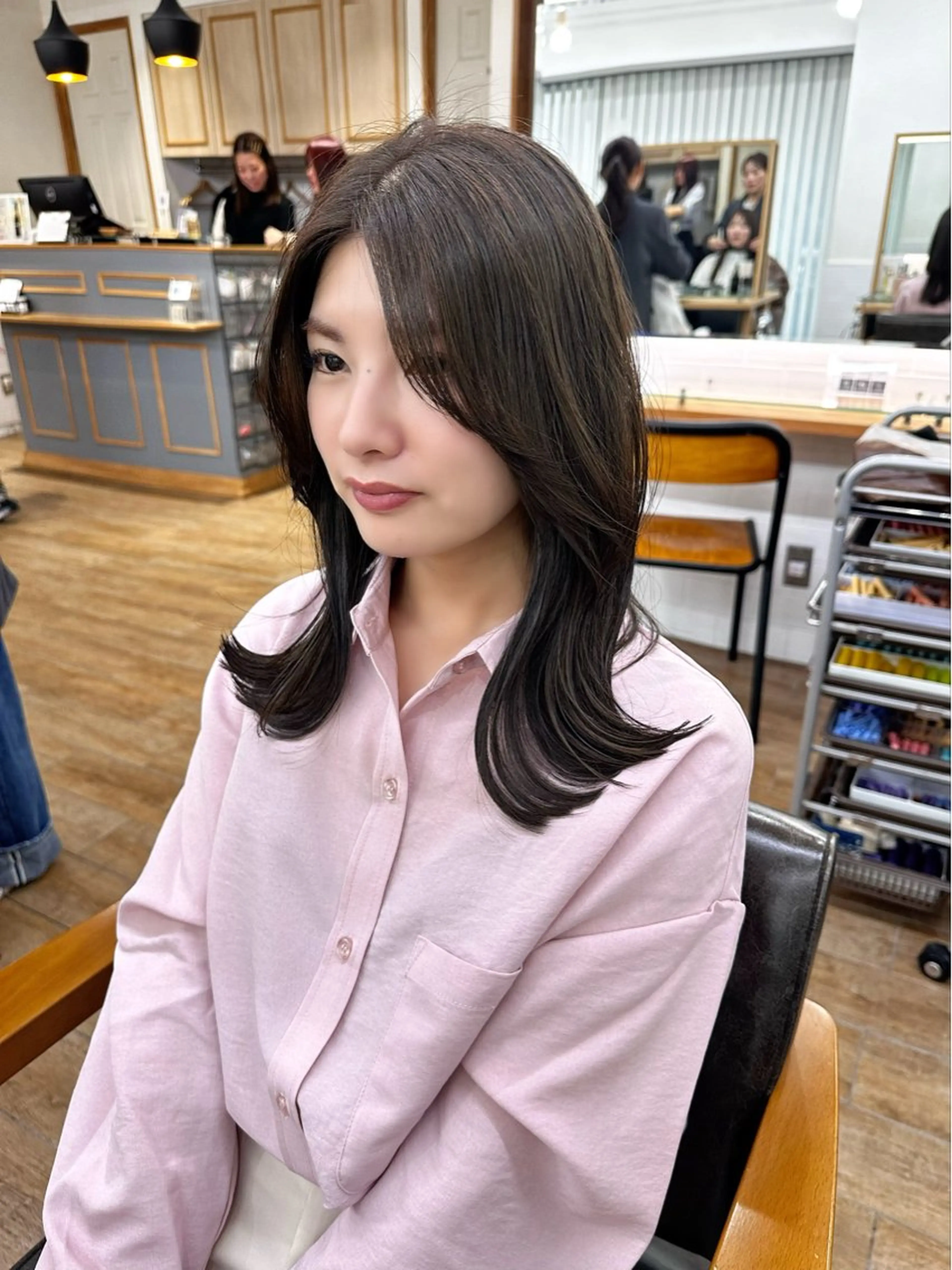 セミロング カラー パーマ ヘアアレンジ メンズ キッズ レイヤーカット 🌿透け感カラーのヘアスタイル