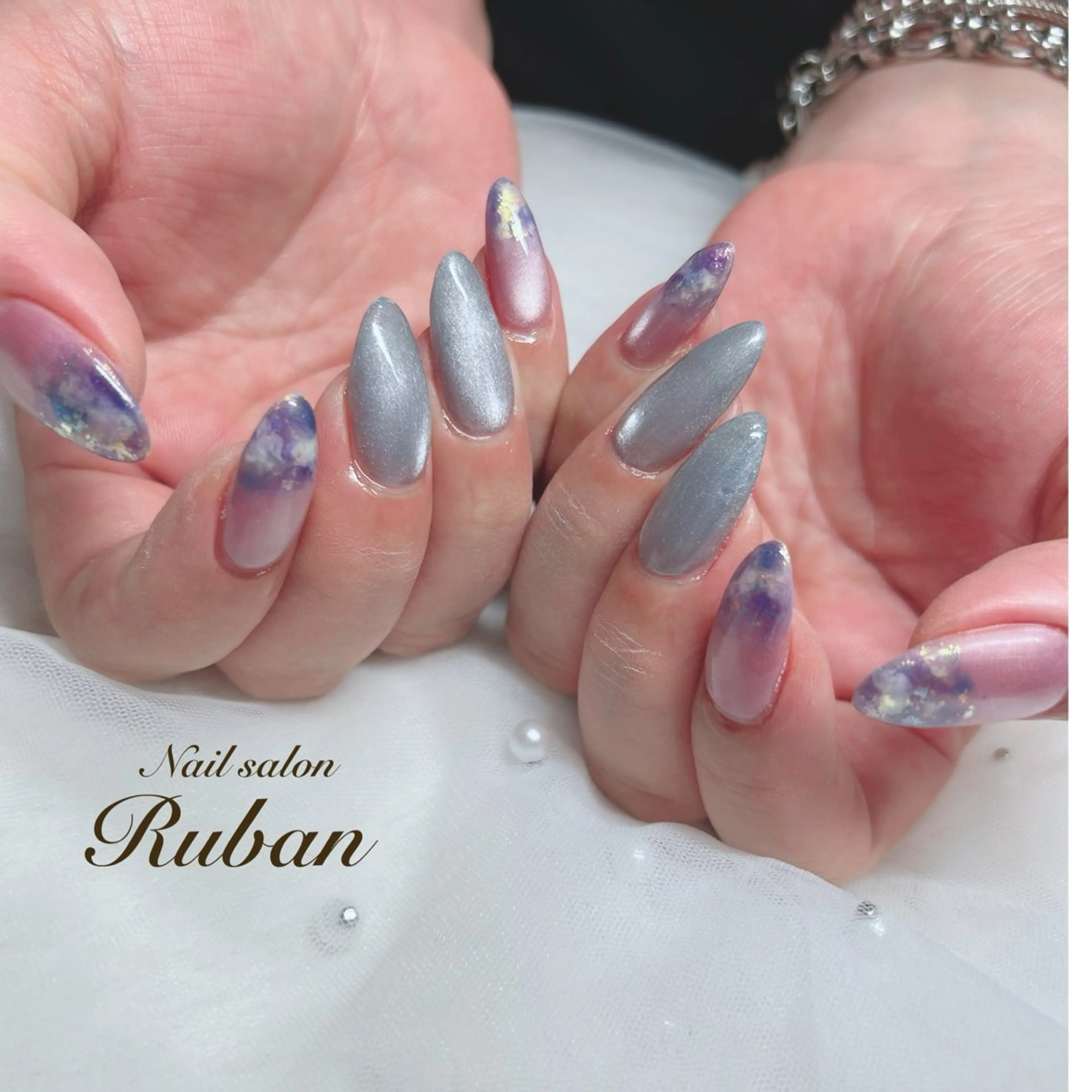 ネイル 長さ出し マグネットネイル Nail salon Rubanのネイルデザイン