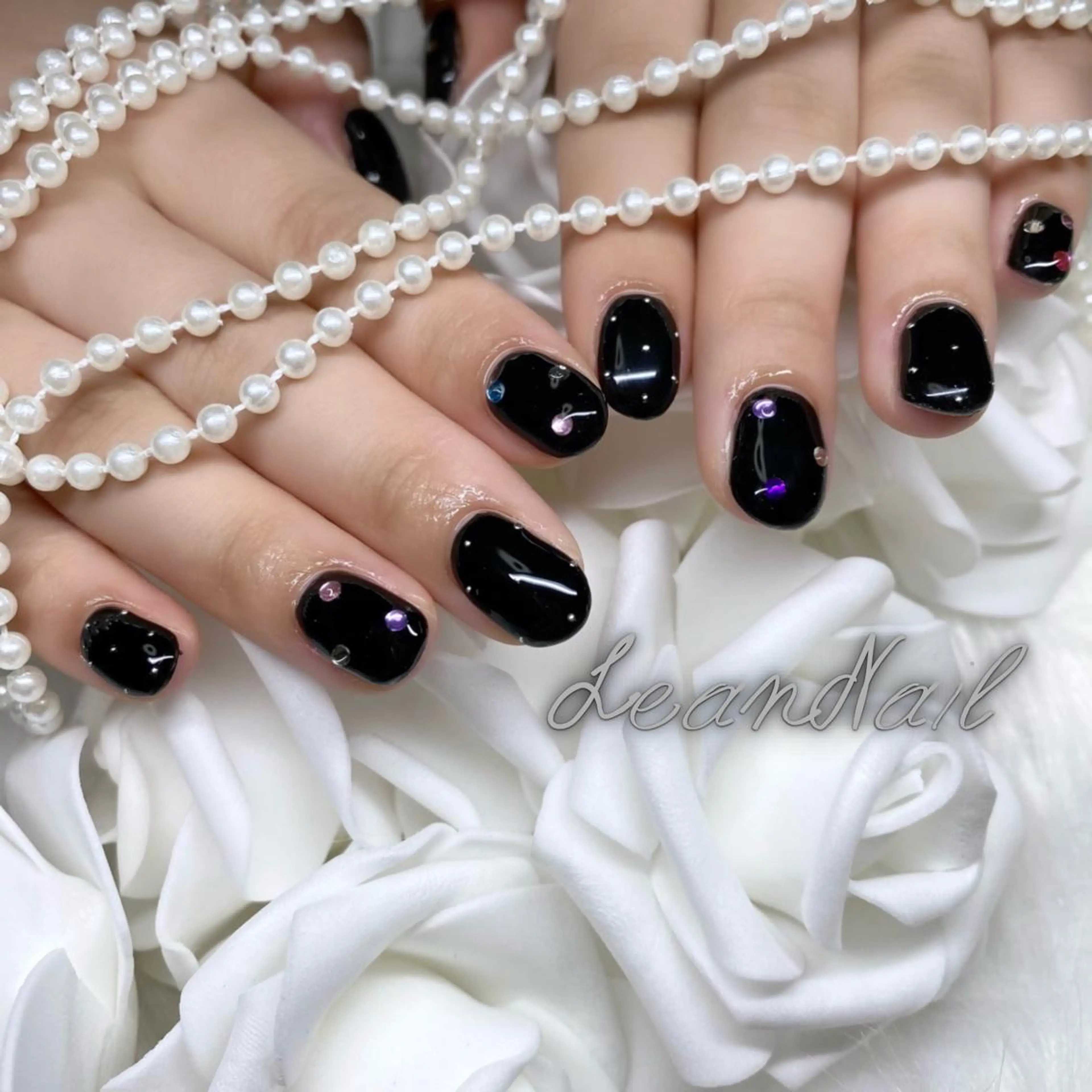 ネイル ストーンネイル ハンドネイル Lean Nail ayuのネイルデザイン