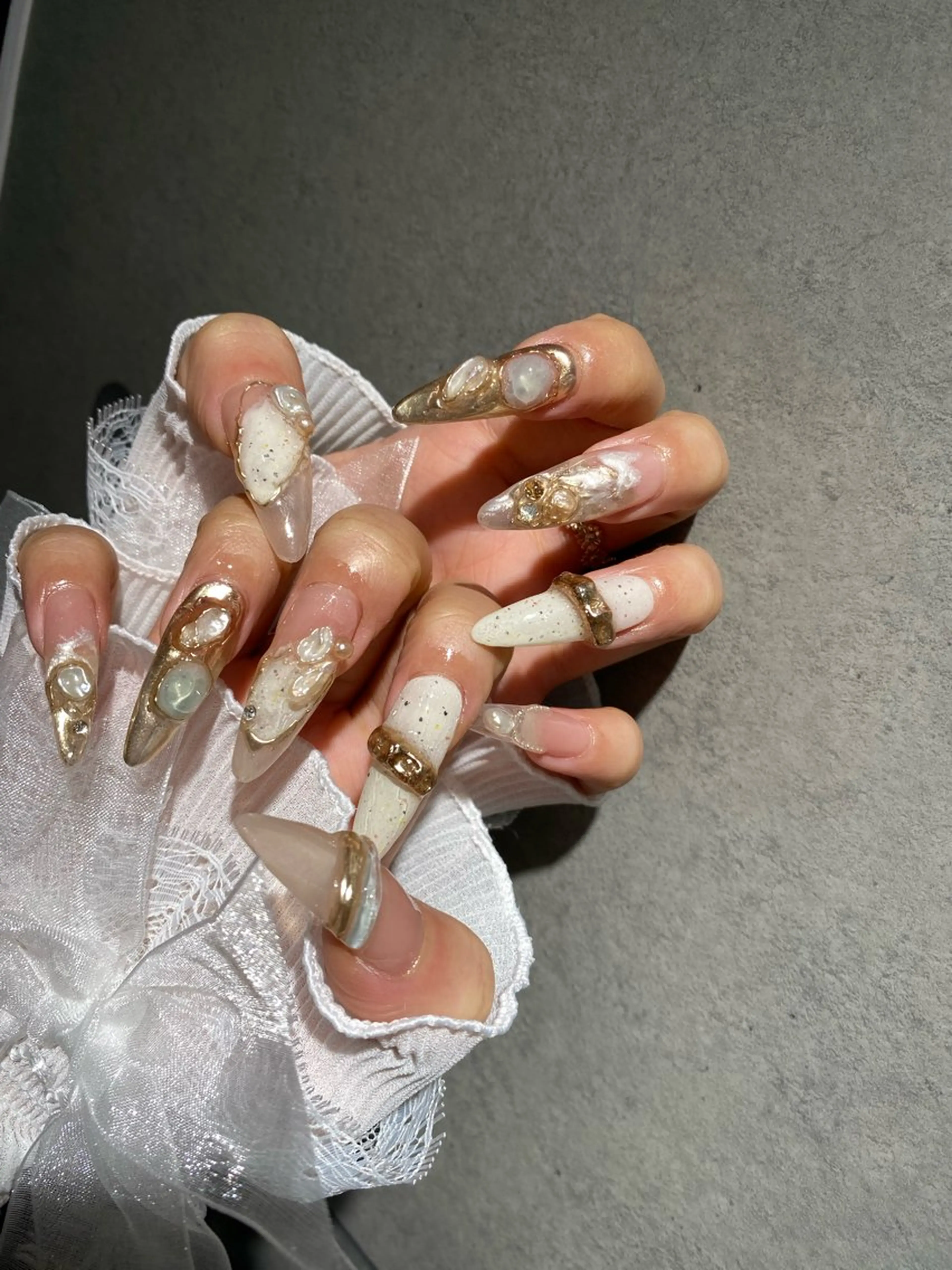 ネイル I-nailロング /ワンホン/キラキラのネイルデザイン