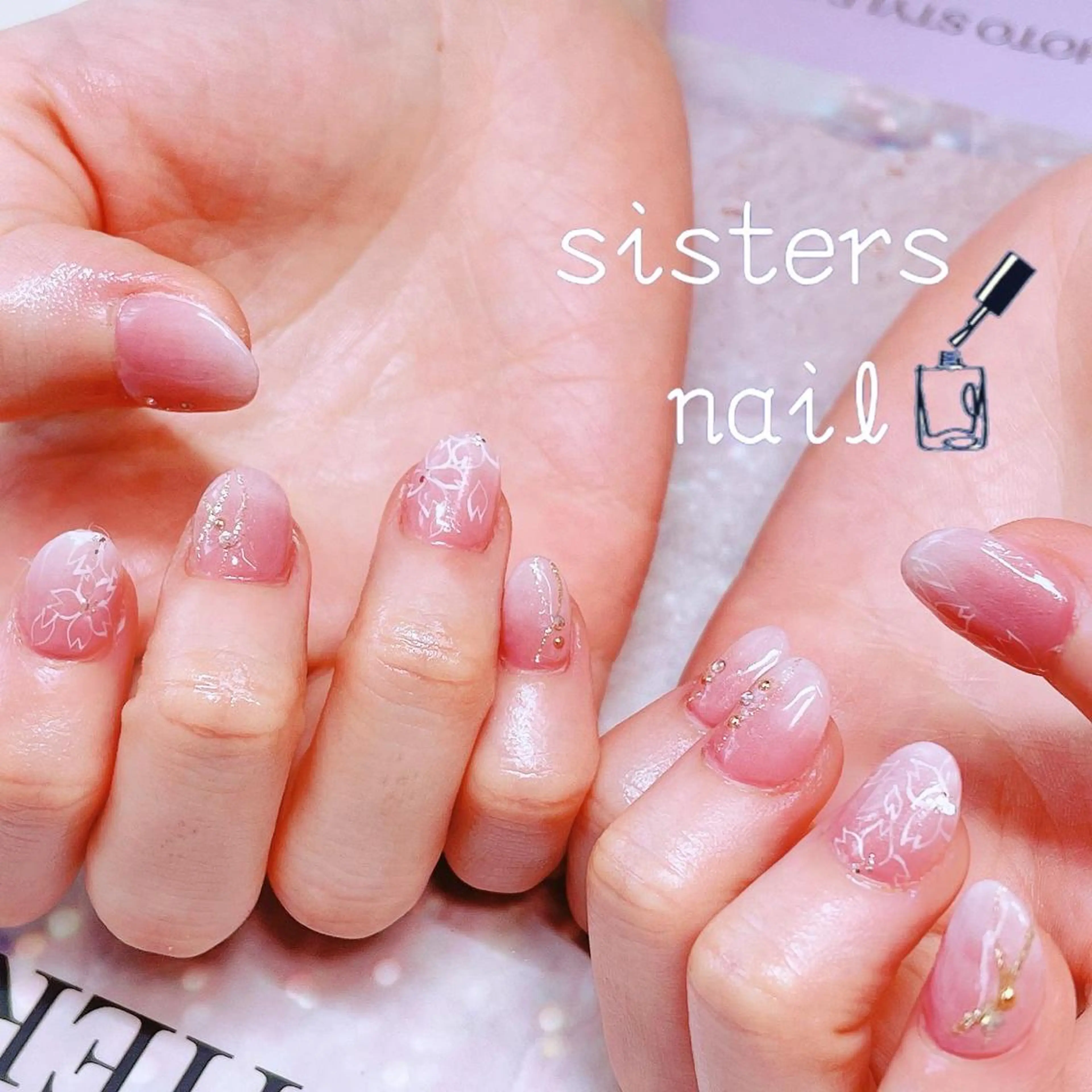 ネイル アートネイル 桜ネイル フラワーネイル グラデーション オフィスネイル ハンドネイル ハンドケア sisters nail.fのネイルデザイン