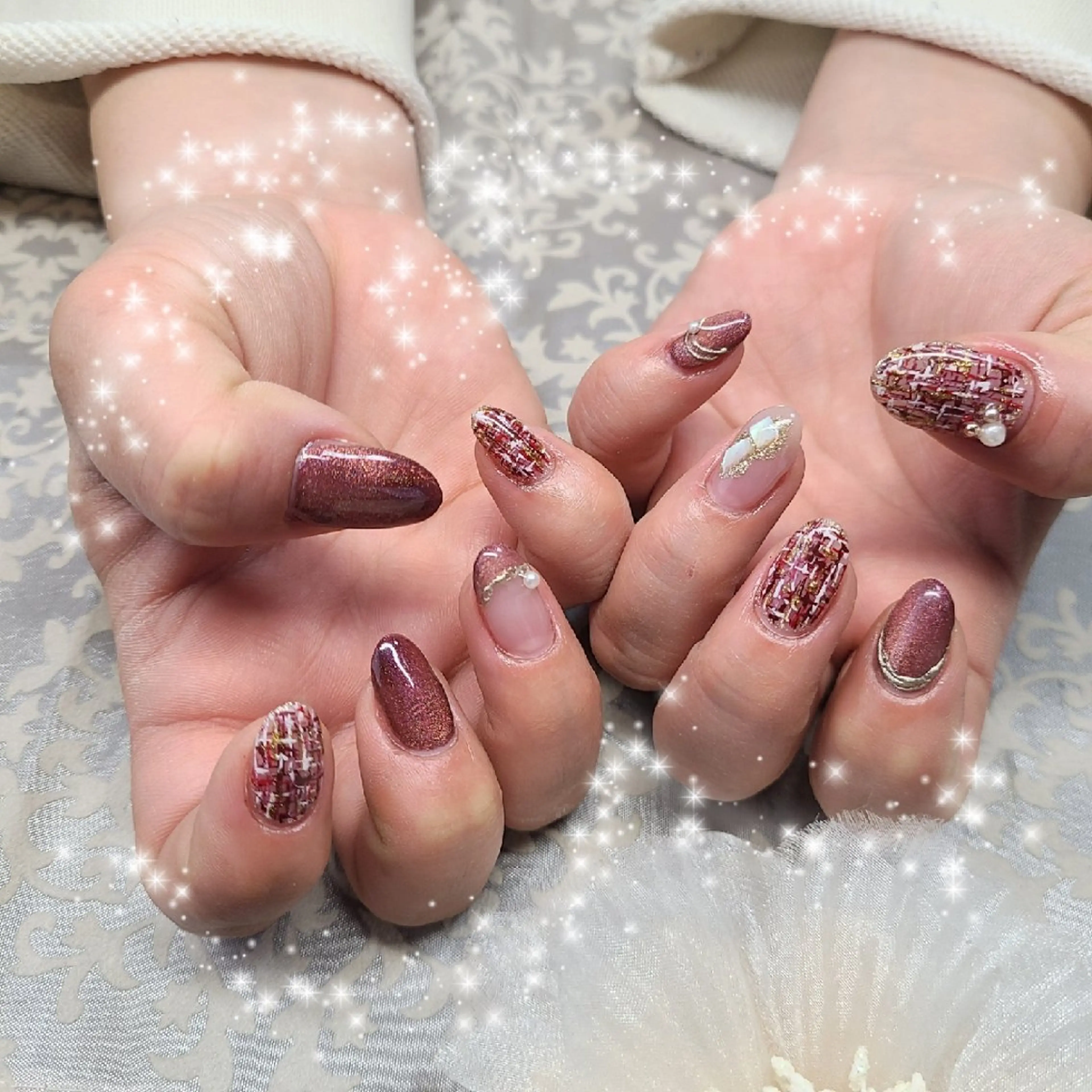 ネイル マグネットネイル ツイードネイル Nail  Ai    のネイルデザイン