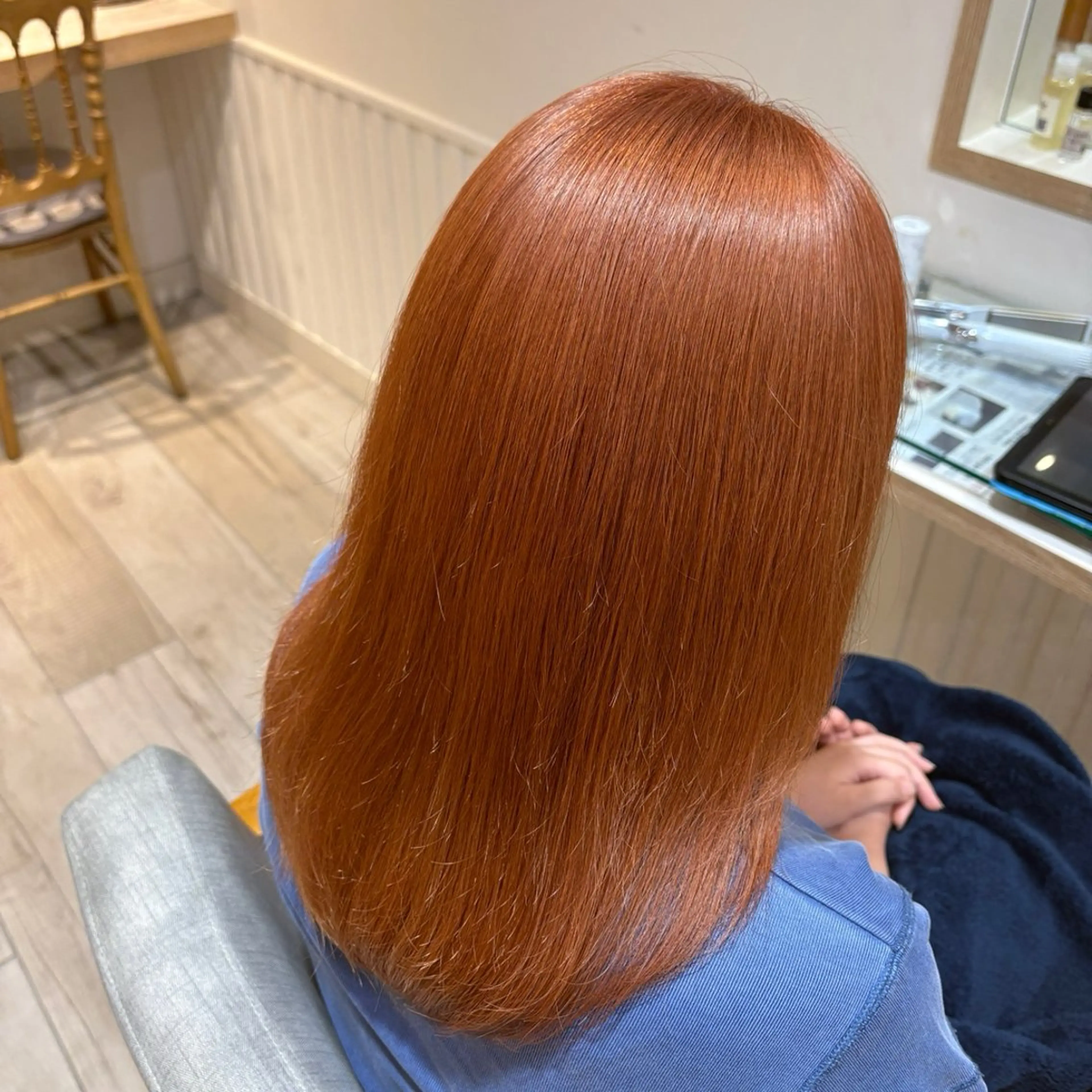 セミロング カラー ベージュカラー オレンジ オレンジベージュ ヘアカラー トリートメント メンズカット募集中 🌷🫧森山彩音のヘアスタイル