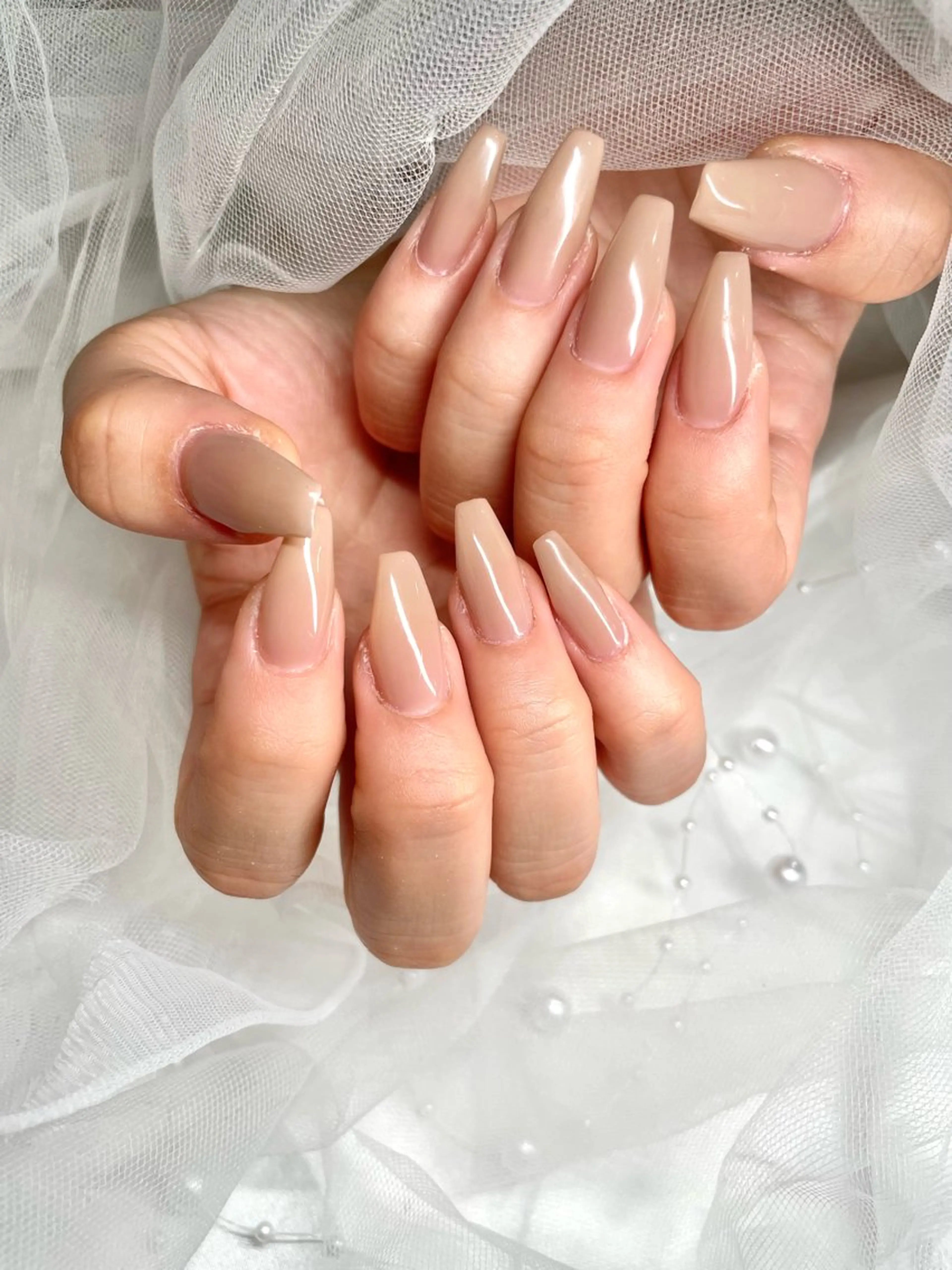 ネイル 長さ出し ロングネイル ハンドネイル ゆりか ジョアアンジェ福島のネイルデザイン