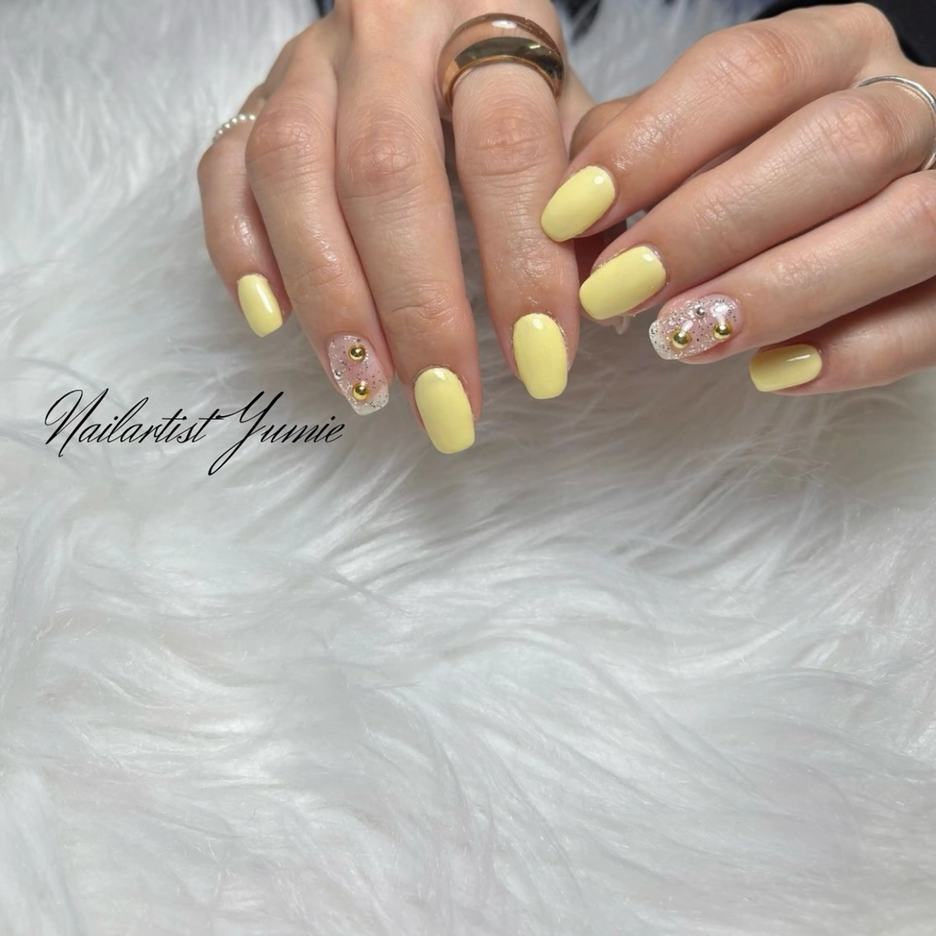 ネイル パステルネイル 春ネイル 黄色 ハンドネイル NAILSALON en+沖縄市美原のネイルデザイン