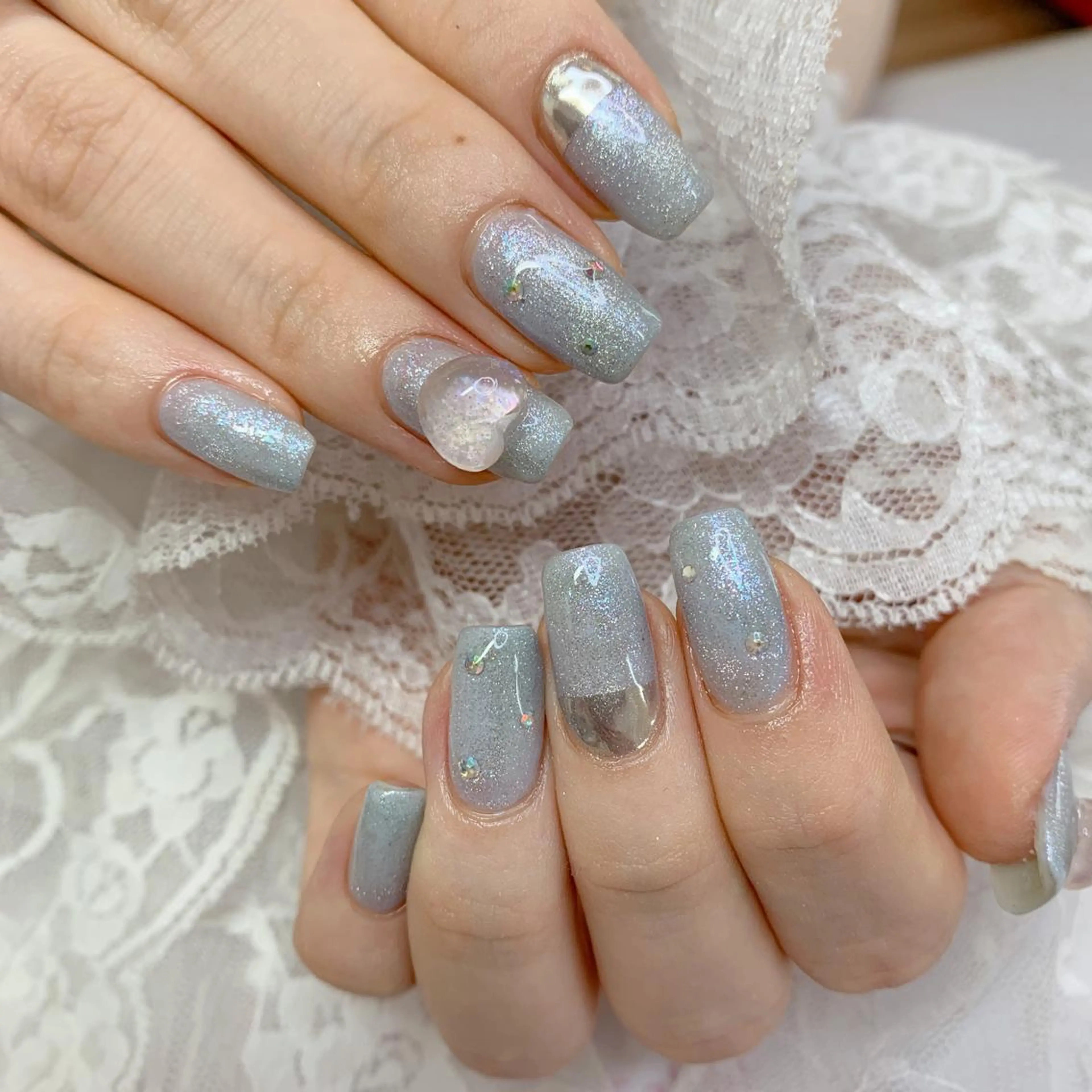 ネイル ハート ハンドネイル La neige* yuki 🐩🌙のネイルデザイン