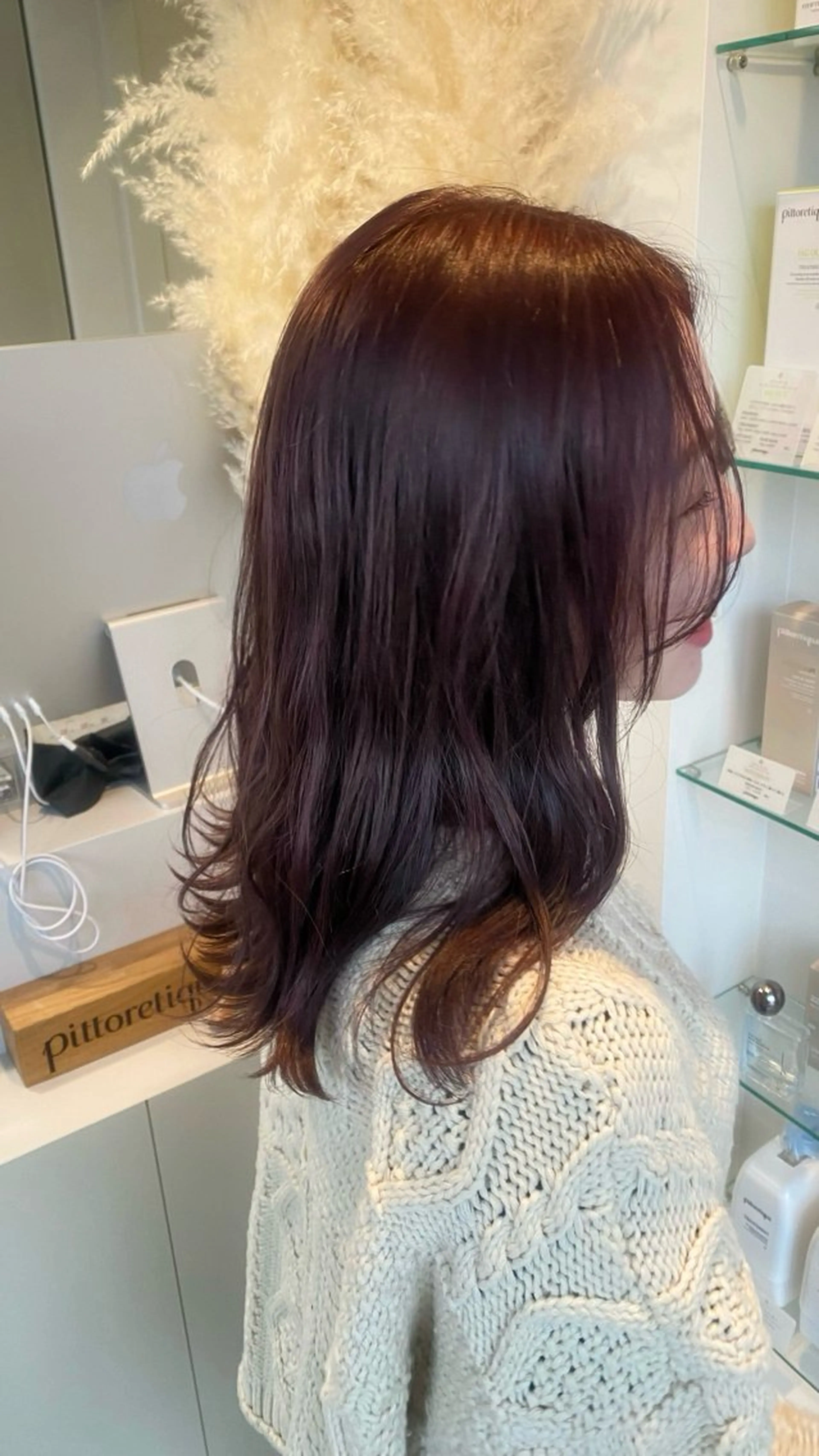 セミロング カラー ベージュカラー ブリーチ ダブルカラー ラベンダーカラー ラベンダーベージュ aimee 北垣 愛夏のヘアスタイル