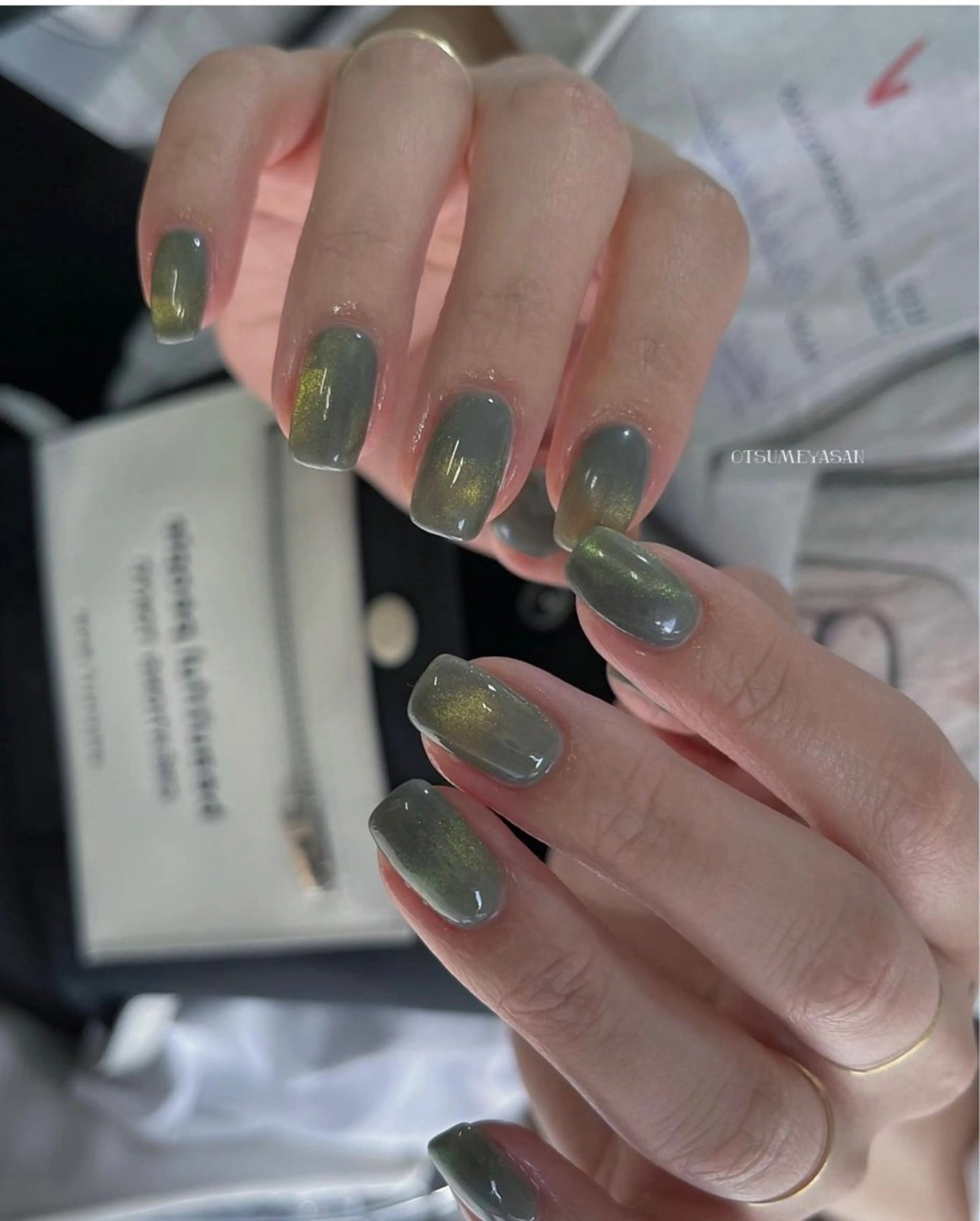 ネイル ブルー ジェルネイル 韓国ネイル マグネットネイル ミラーネイル わたなべ ちかのネイルデザイン