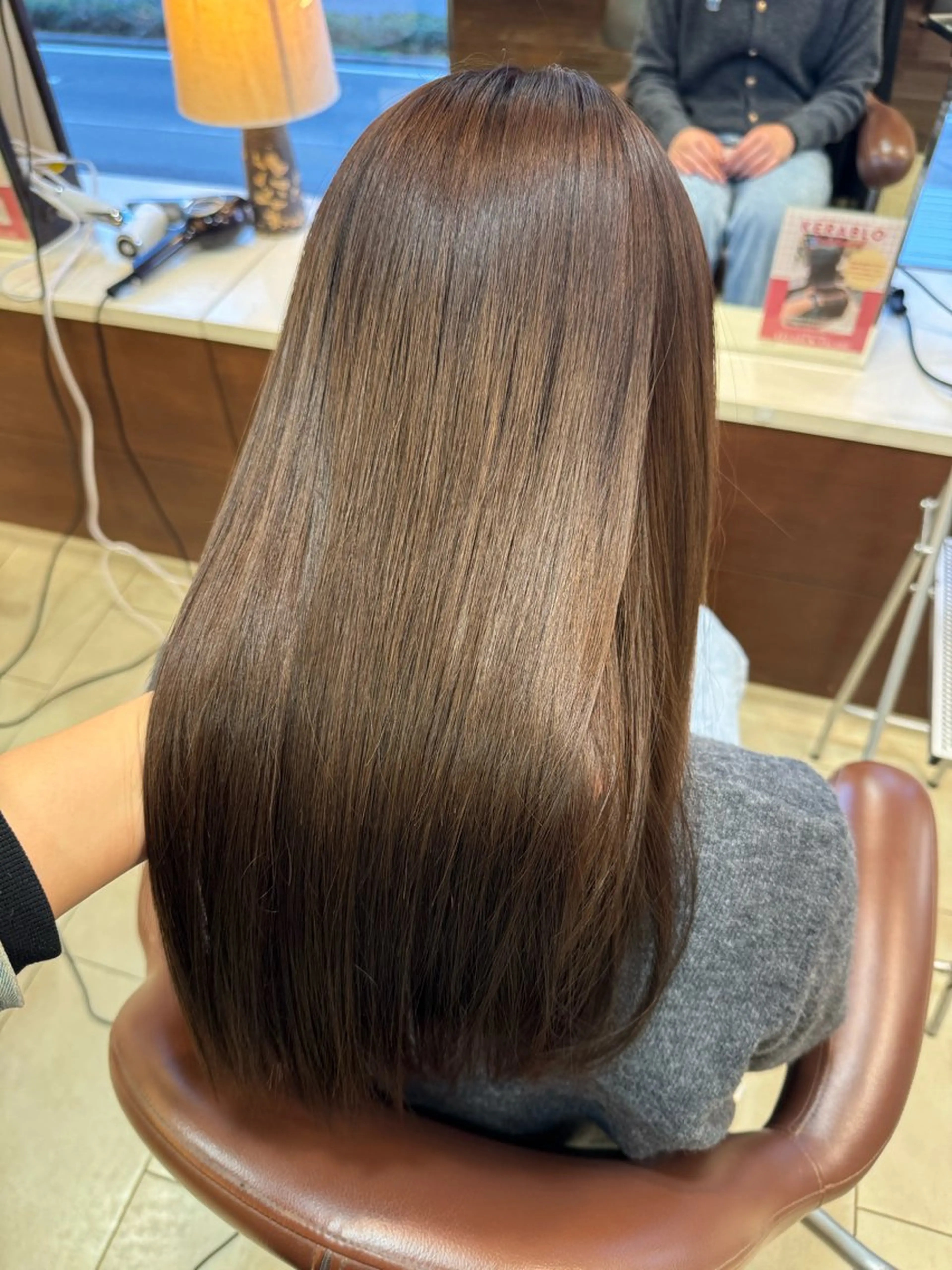 ロング カット 縮毛矯正 トリートメント 🍒暖色カラー🍒 ✨髪質改善✨西村亜弥のヘアスタイル