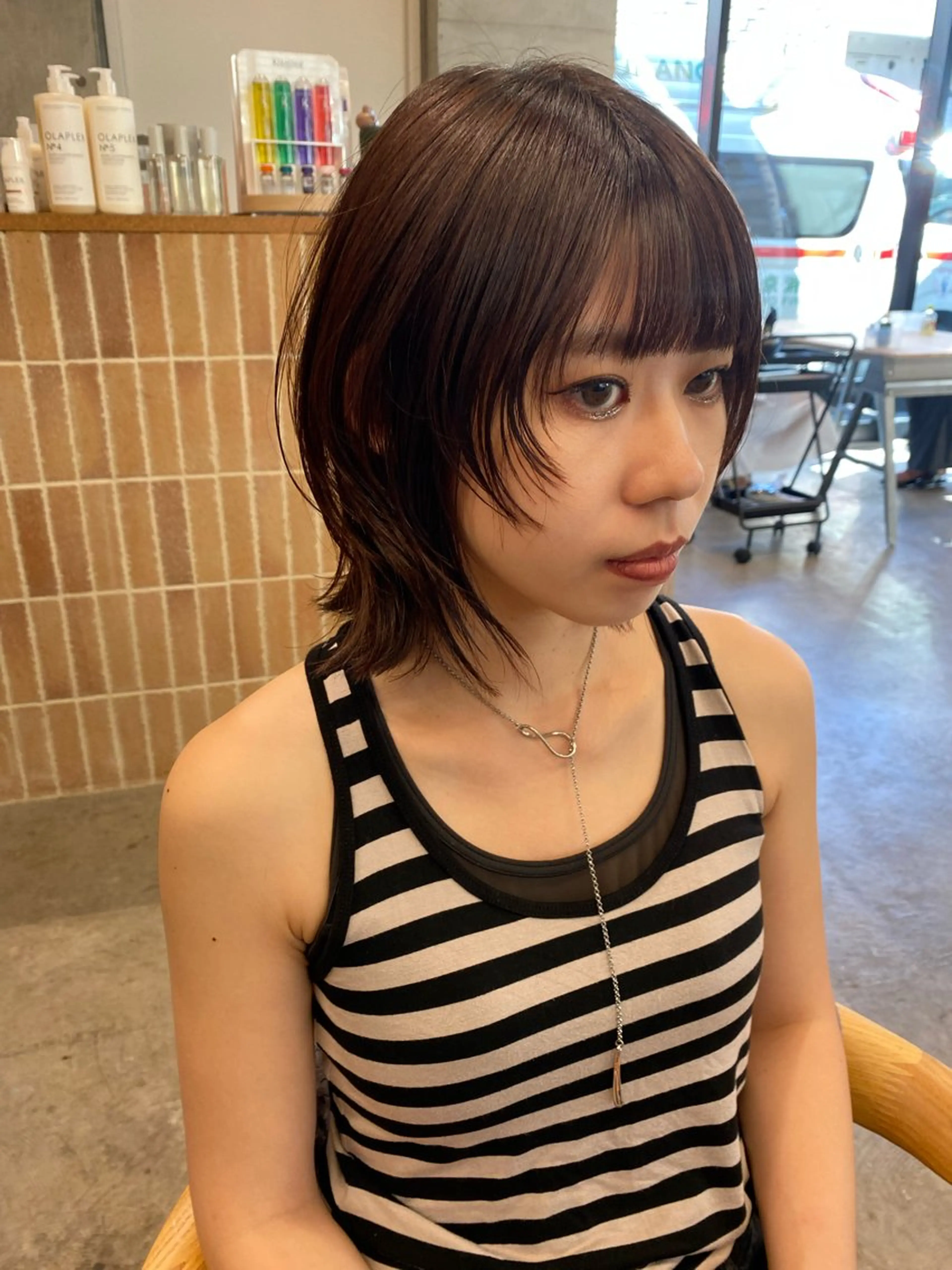 ミディアム カラー カット ヘアカラー トリートメント レイヤー/柔色 カラー/SAkiのヘアスタイル