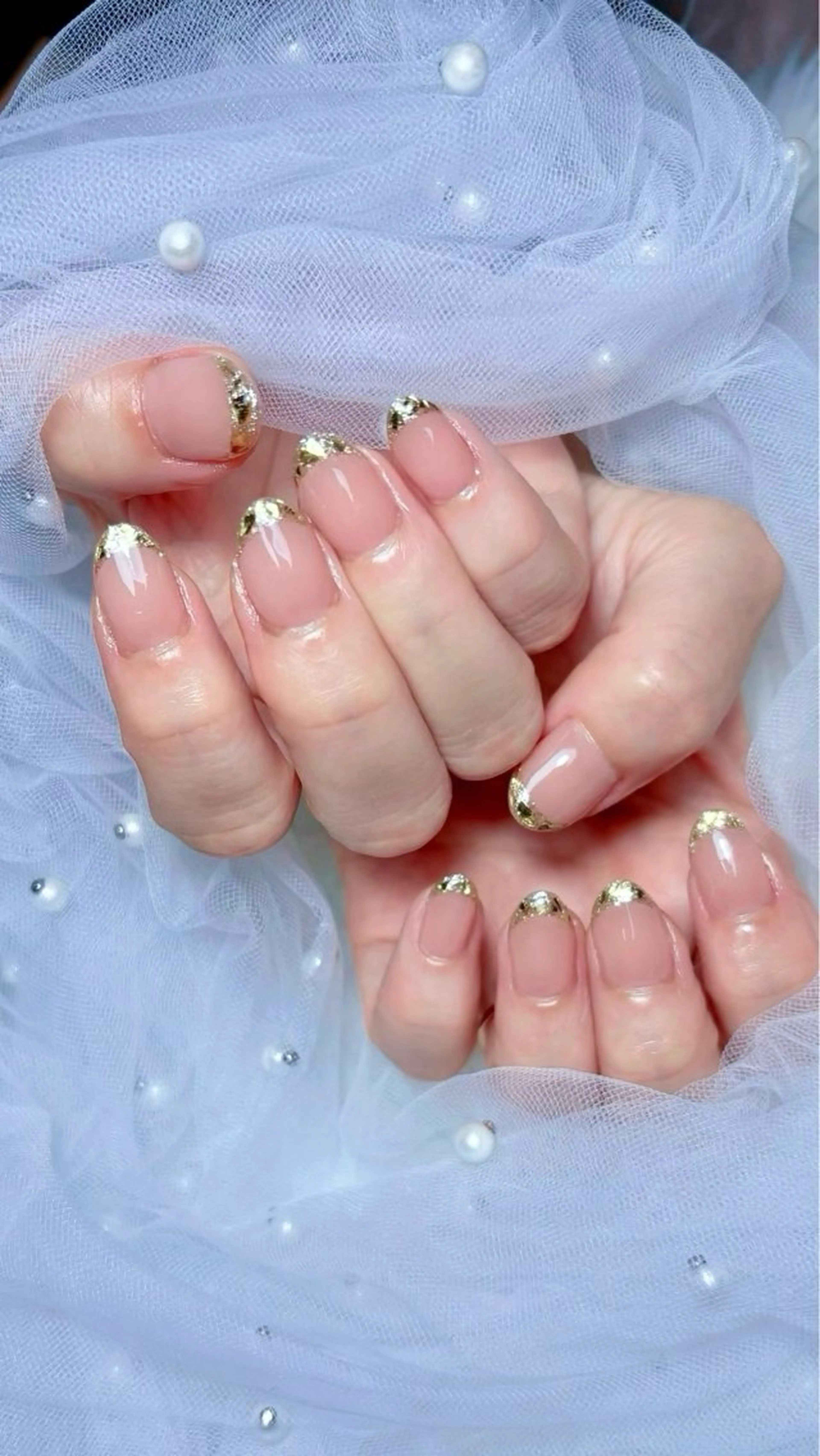 ネイル フレンチネイル ガラスフレンチ ロングネイル ショートネイル ハンドネイル 𝑬𝑹𝑰𝑲𝑨 𓂃🎀𓈒𓏸のネイルデザイン