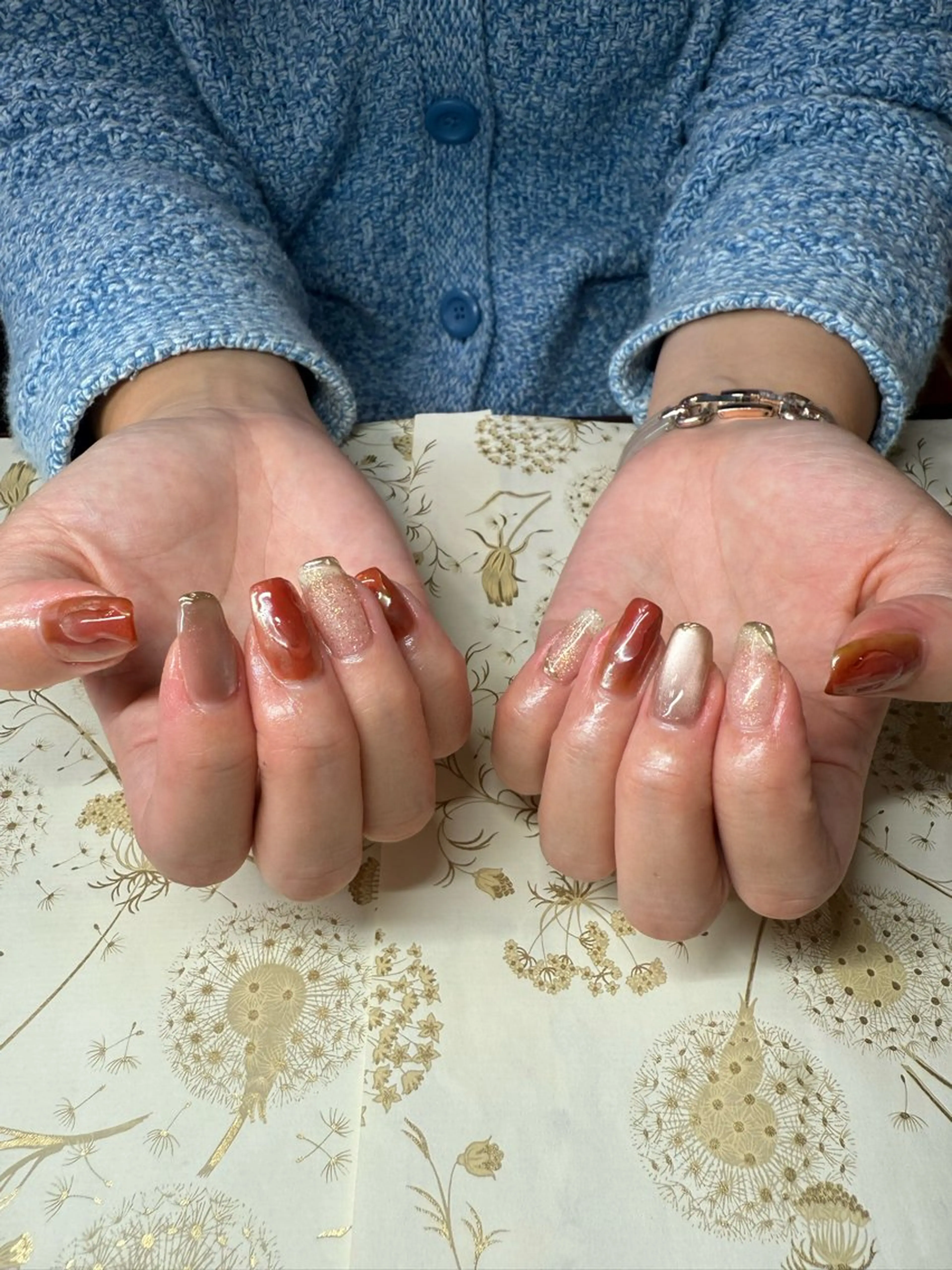 ネイル ロングネイル 持ち込み ニュアンスネイル 冬ネイル ハンドネイル miel nailのネイルデザイン