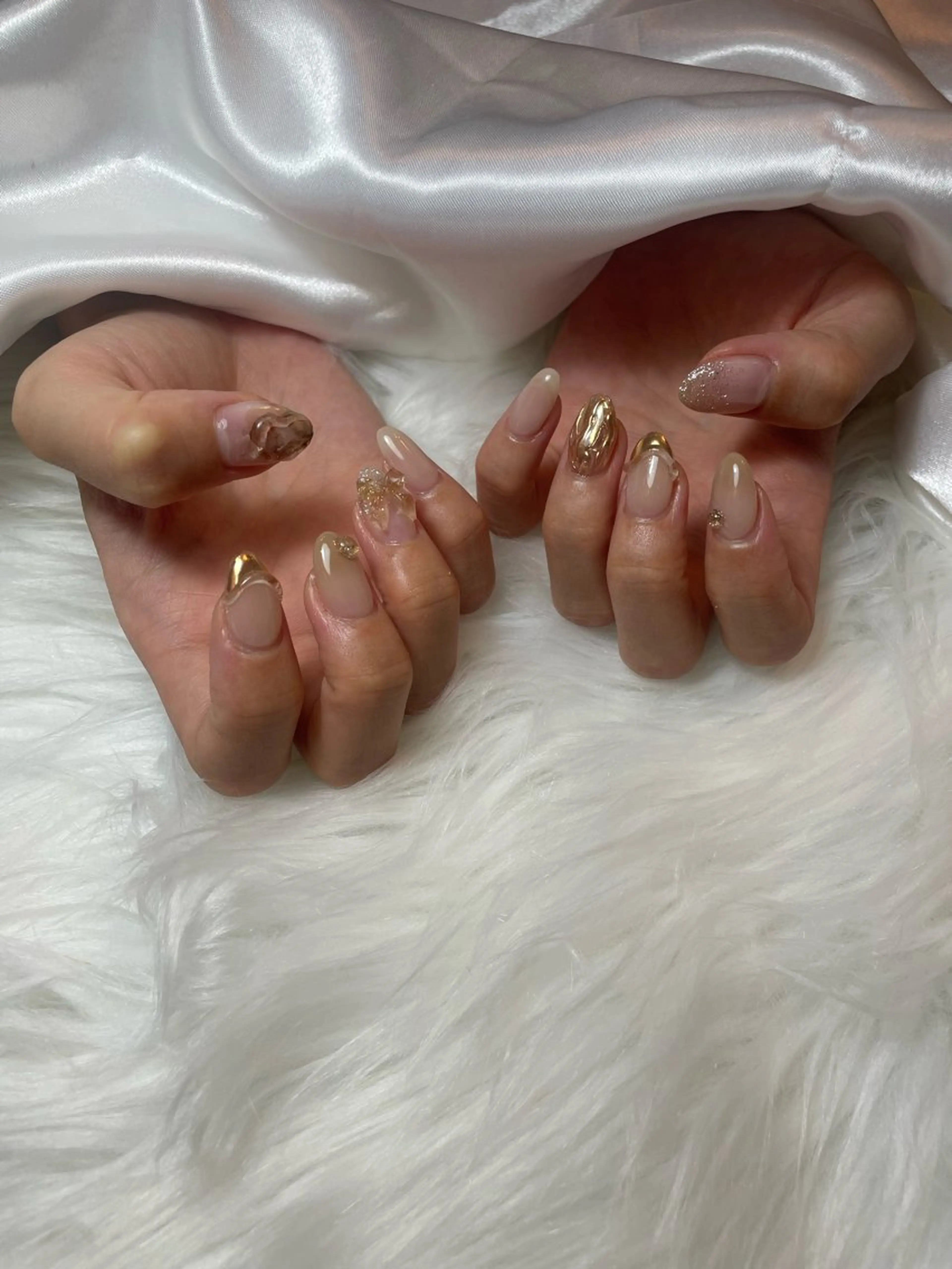 ネイル ブルー フレンチネイル キラキラネイル マグネットネイル シンプルネイル ハンドネイル timtam --sakiのネイルデザイン