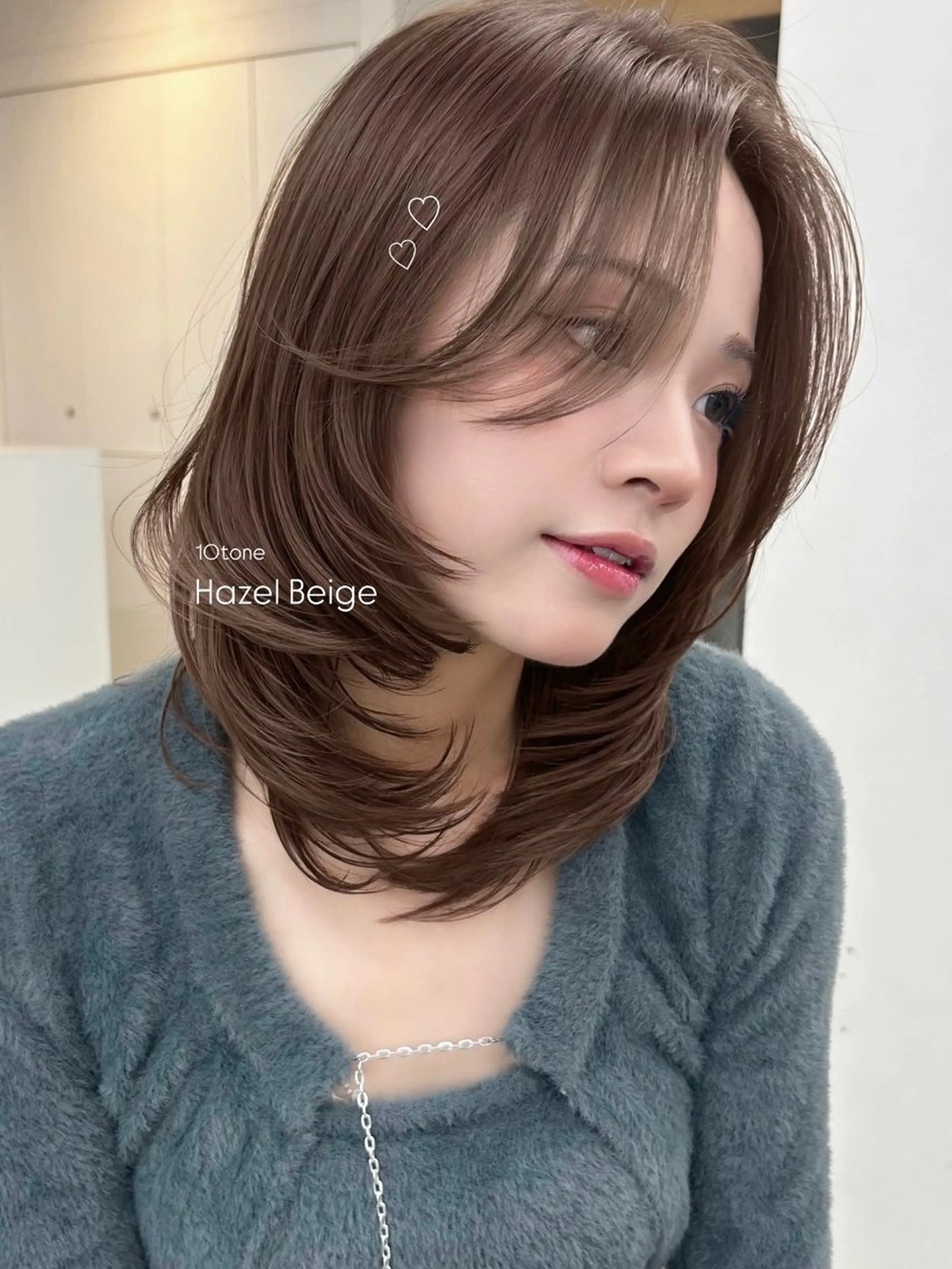 ミディアム カラー ヘアアレンジ ヘアカラー トリートメント ヘアセット ブリーチなし🤍透明 感カラーtakutoのヘアスタイル