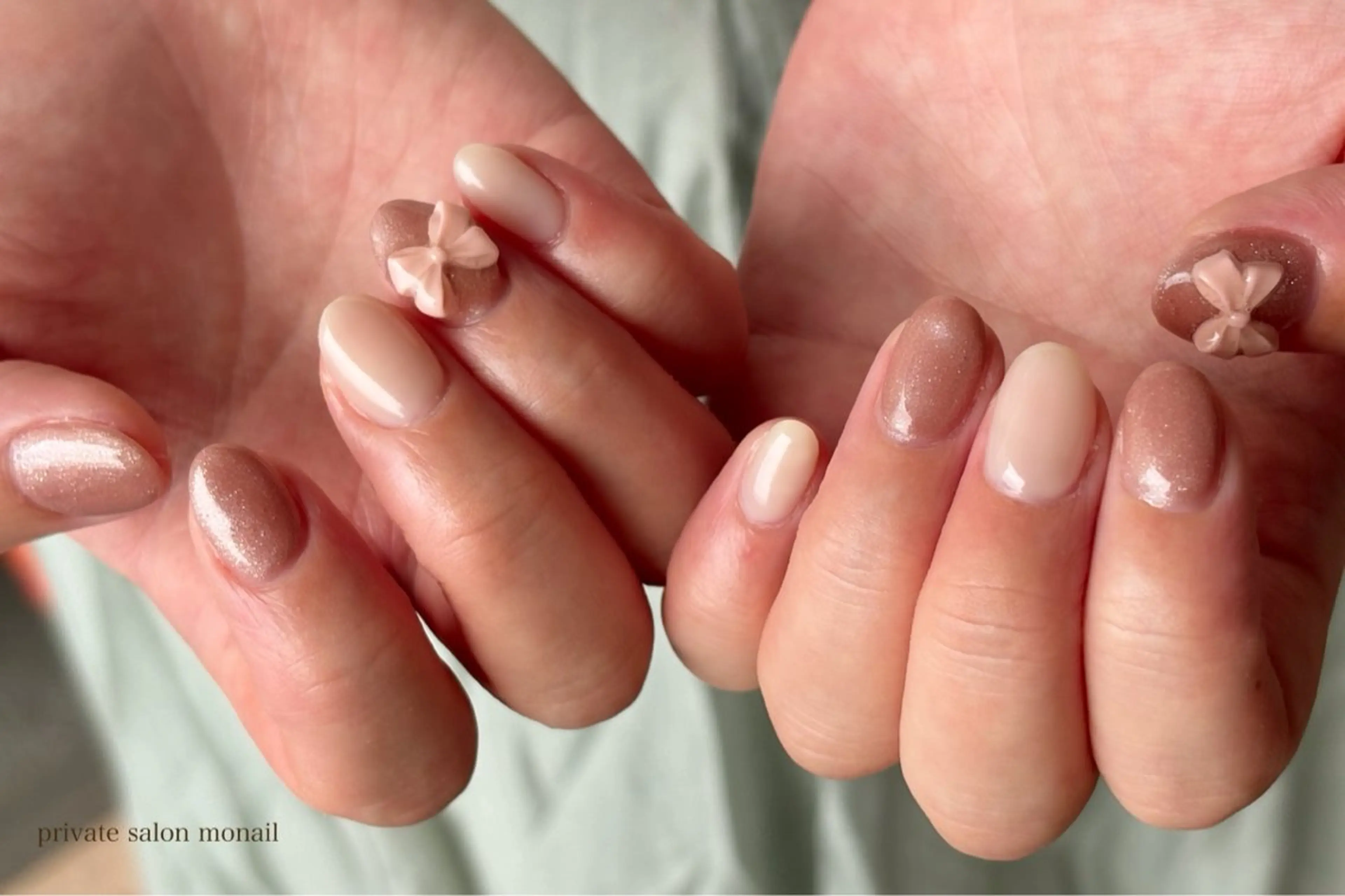 ネイル リボン ハンドネイル nail salon monailのネイルデザイン