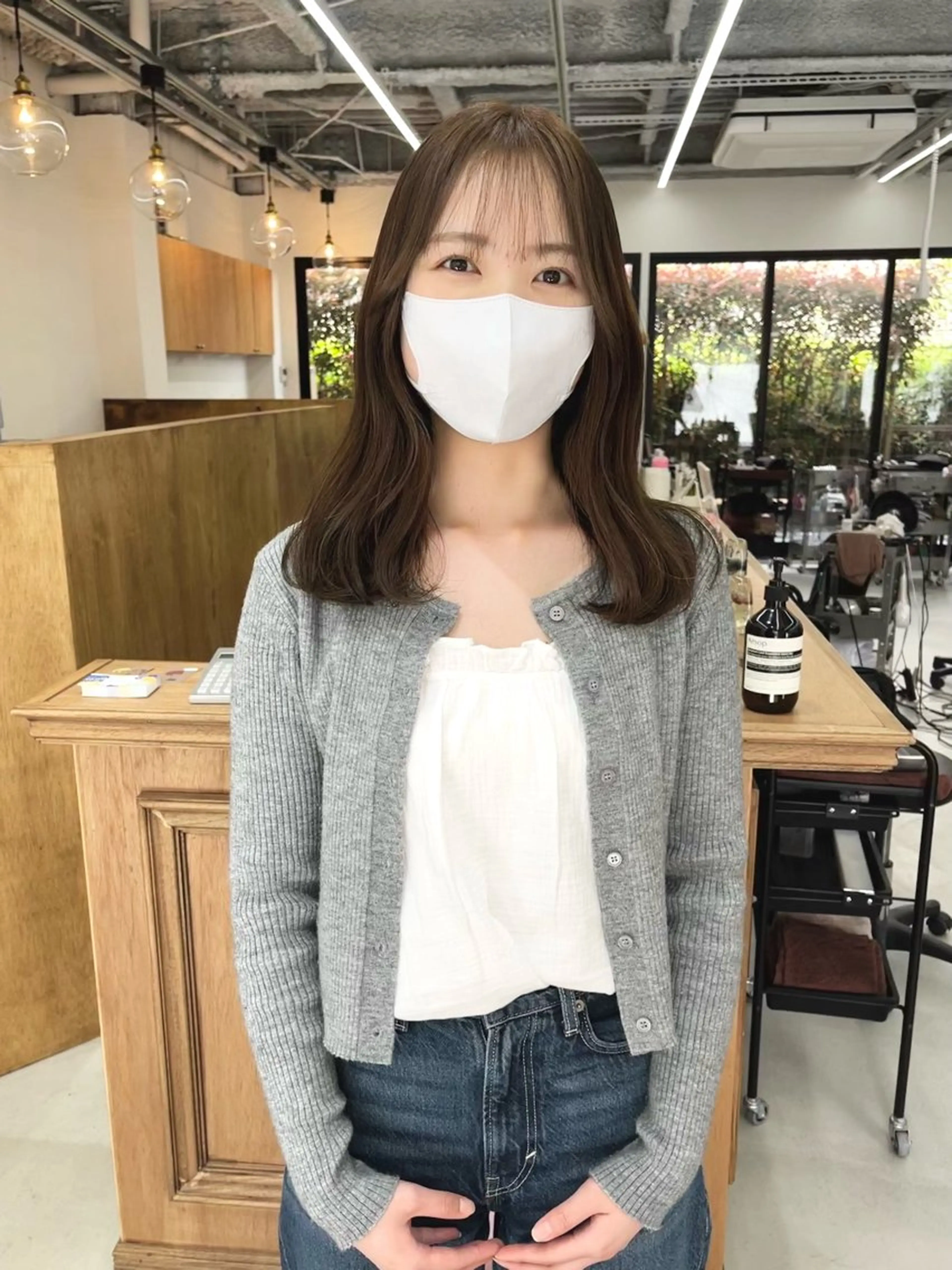 ミディアム カラー ヘアアレンジ ベージュカラー ブリーチ ダブルカラー ブリーチなしカラー ena/ブリーチなし 透明感・レイヤー🎀のヘアスタイル