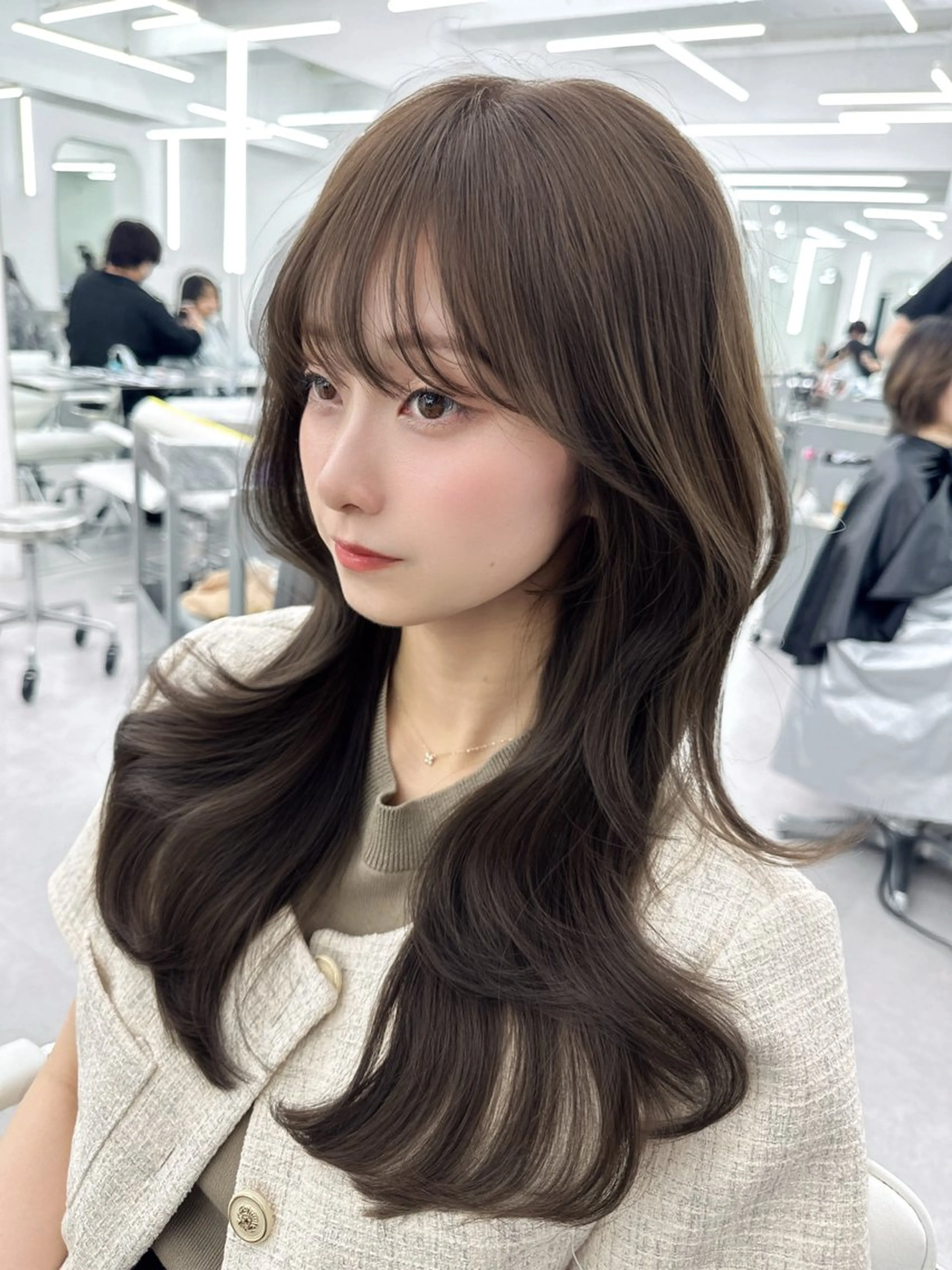 セミロング カラー 顔周りカット 韓国風ヘア カット ヘアカラー トリートメント 顔周り特化/韓国ヘア /レイヤー/吉野幸大のヘアスタイル